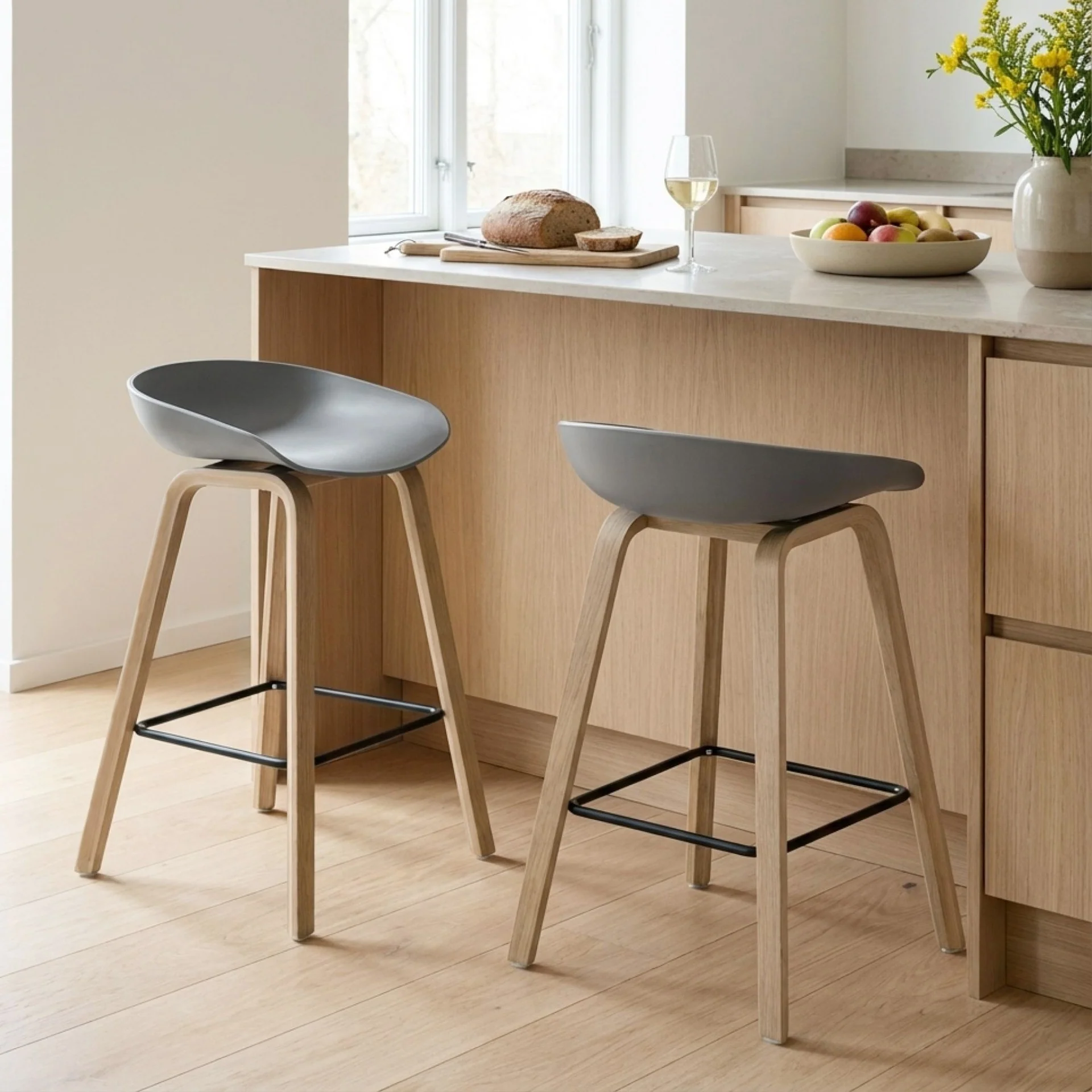 Kai Pro Metal Bar Stool 65cm - Set of 2 - Grey - Image 2