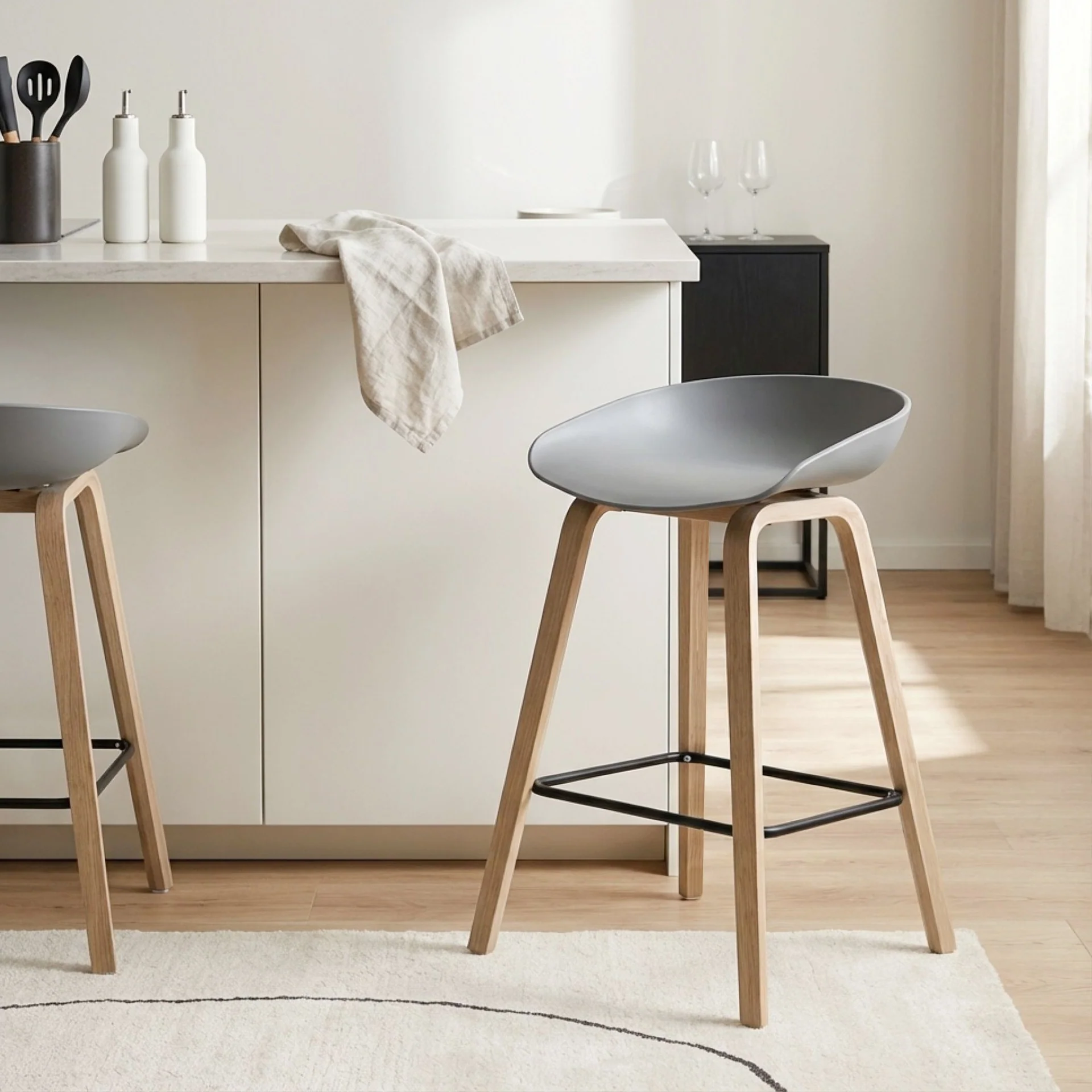 Kai Pro Metal Bar Stool 65cm - Set of 2 - Grey - Image 5