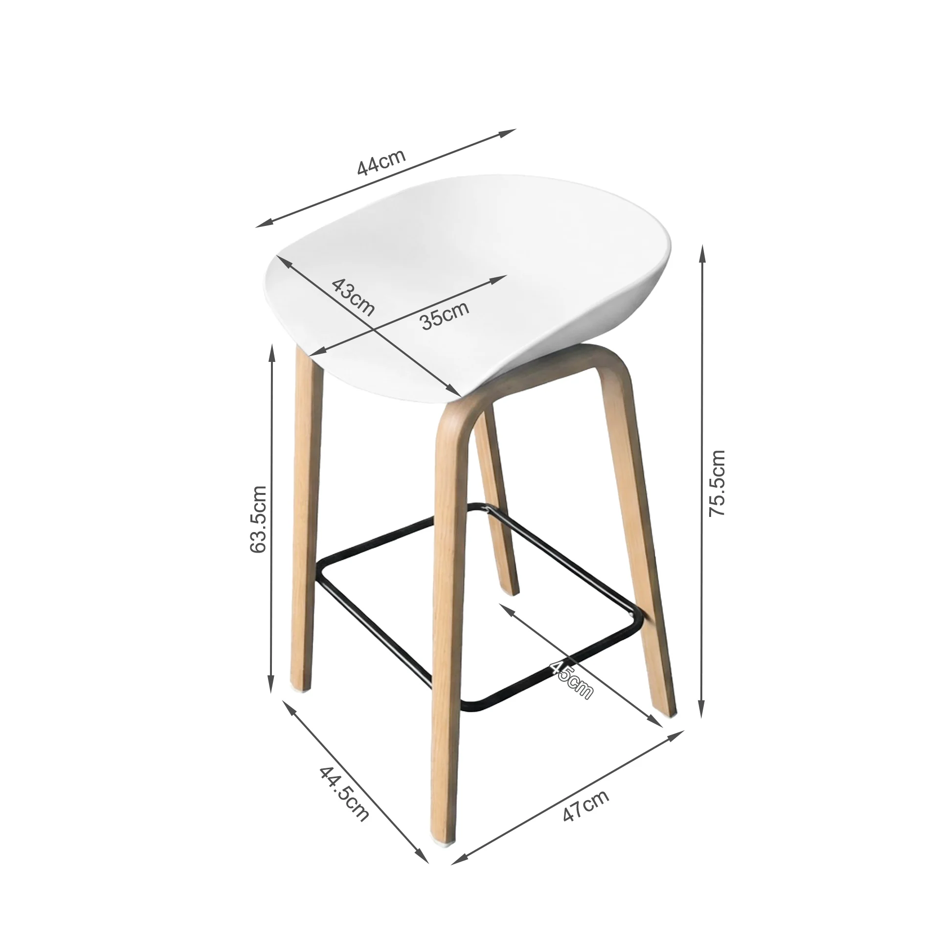 Kai Bar Stool Metal Barstool 65cm - White - Image 15