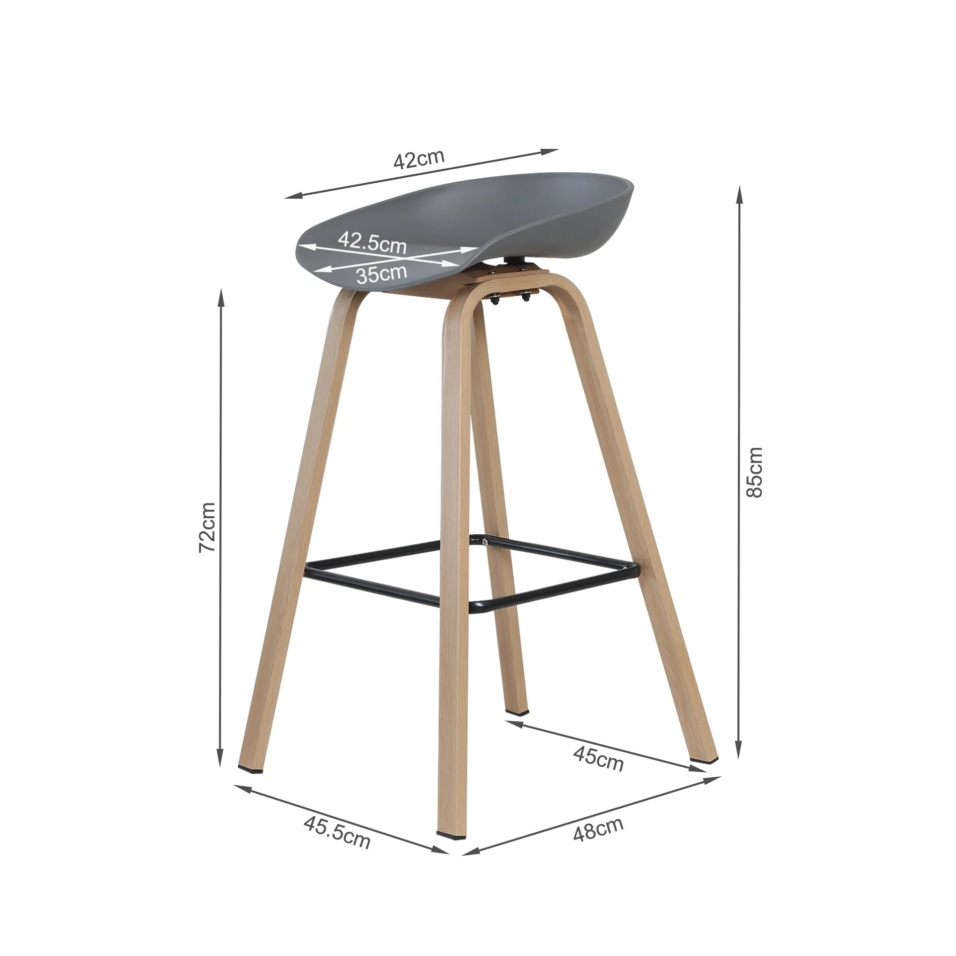 Kai Pro Metal Bar Stool 75cm - Set of 2 - Grey - Image 10