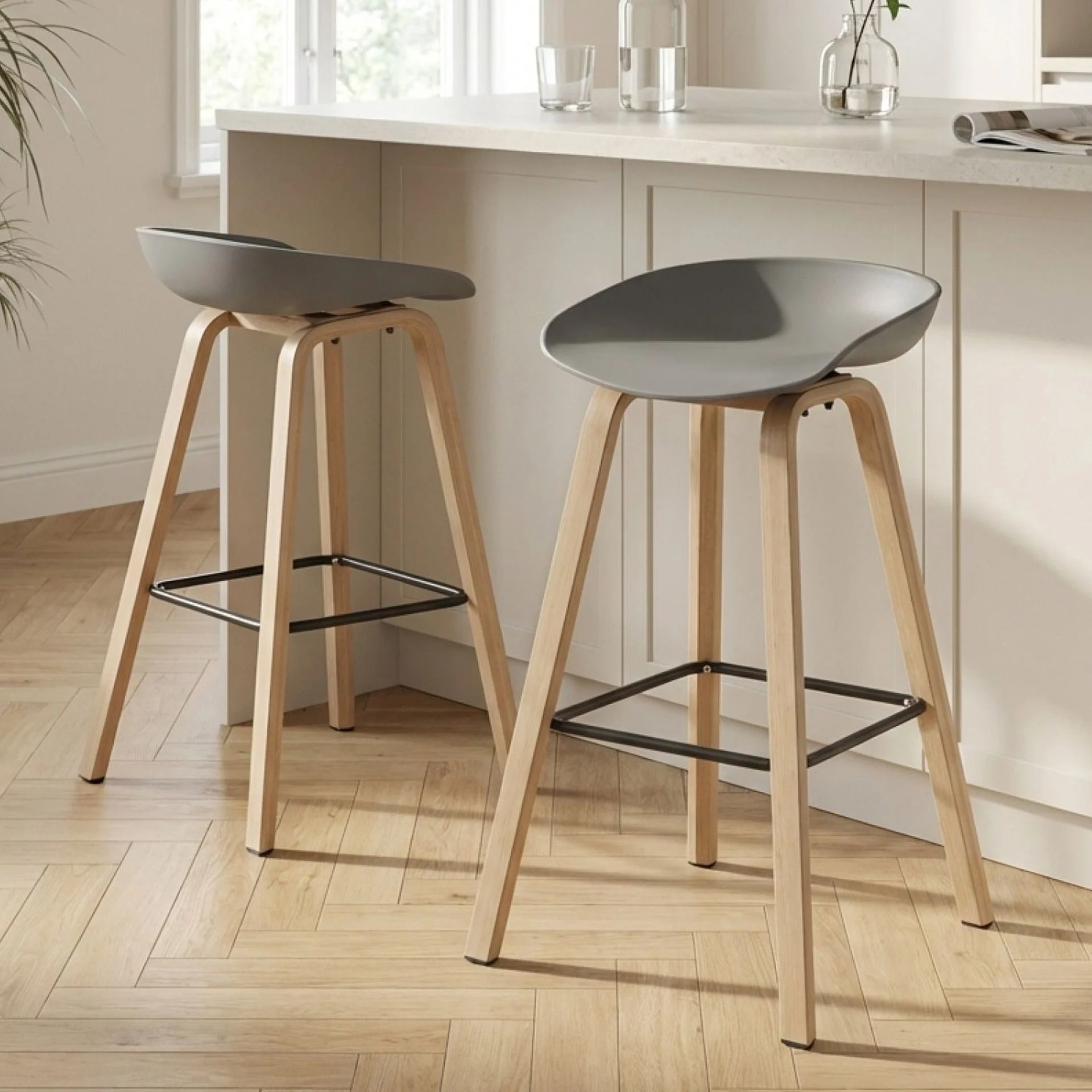 Kai Pro Metal Bar Stool 75cm - Set of 2 - Grey - Image 3