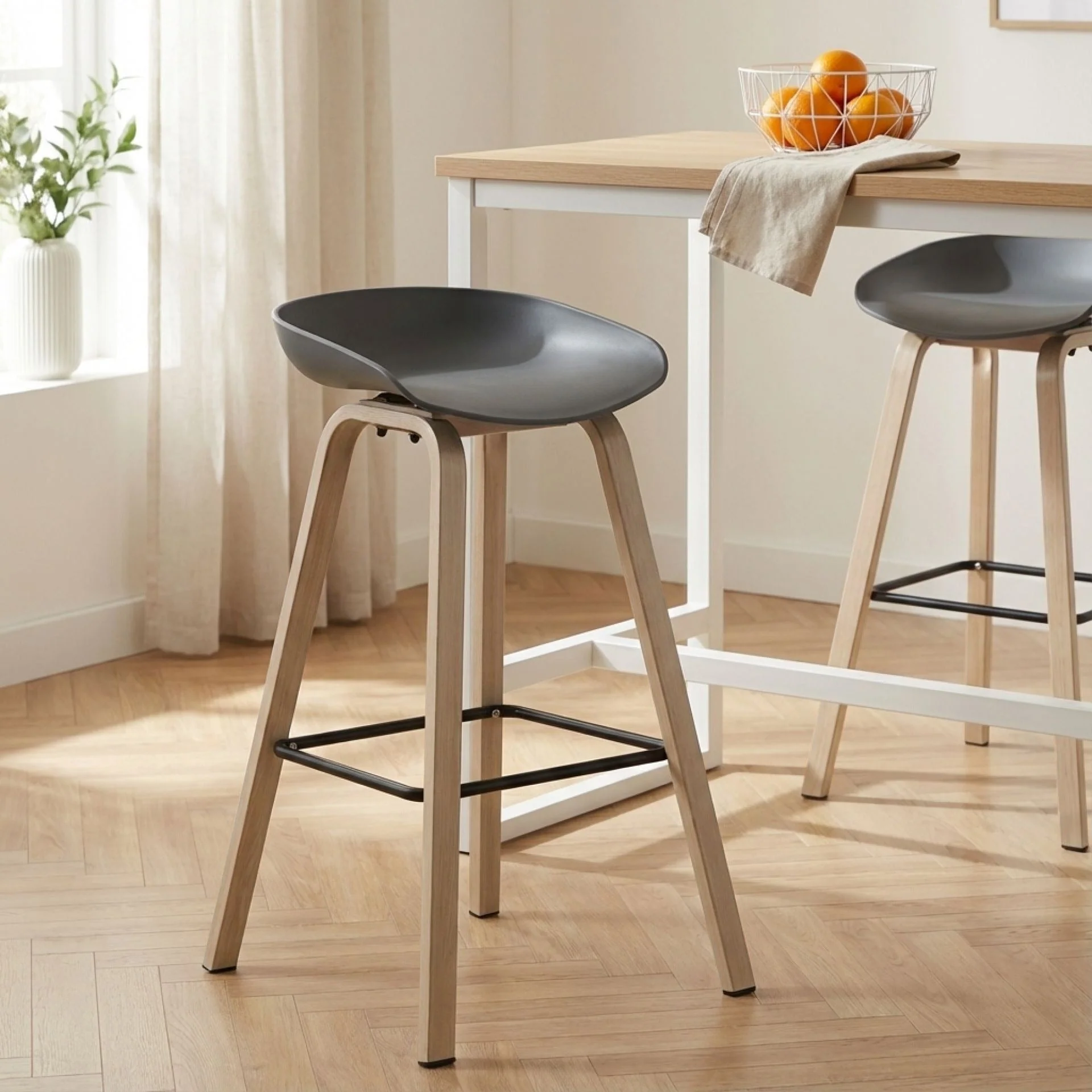 Kai Pro Metal Bar Stool 75cm - Set of 2 - Grey - Image 4