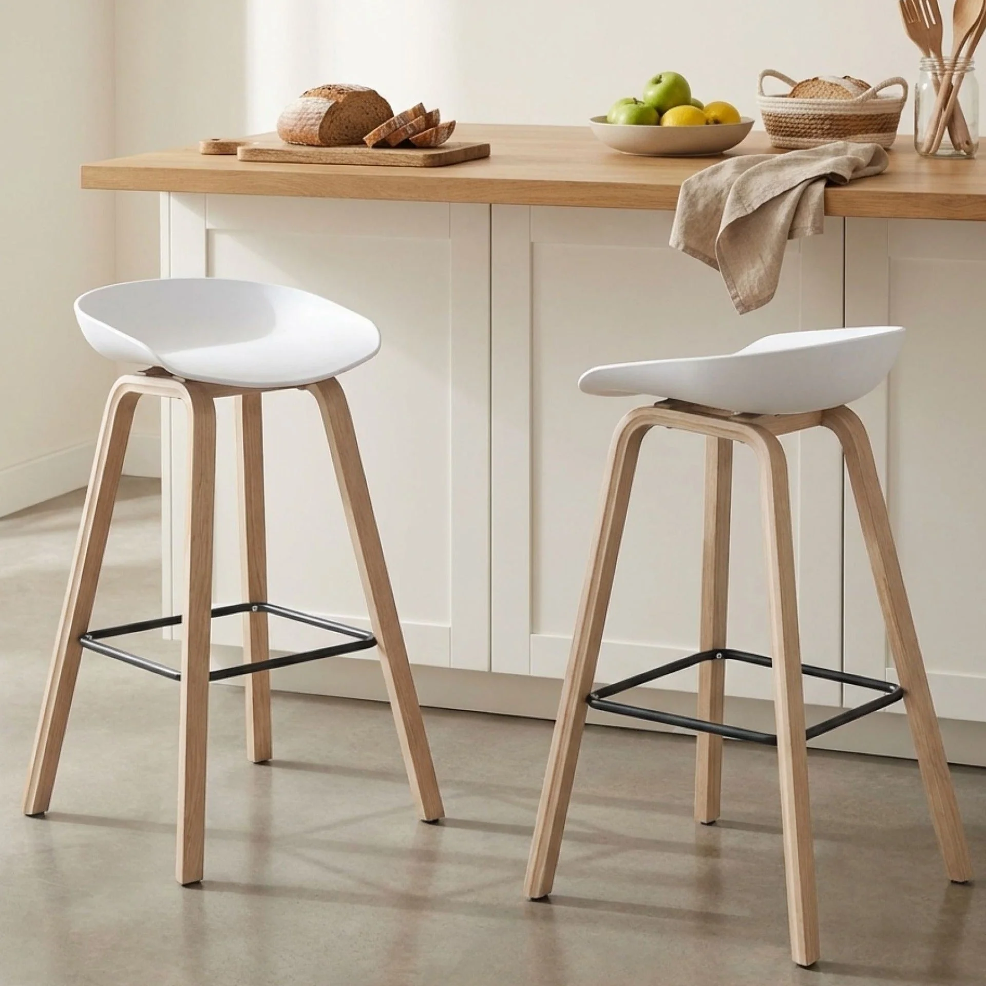 Kai Pro Metal Bar Stool 75cm - Set of 2 - White