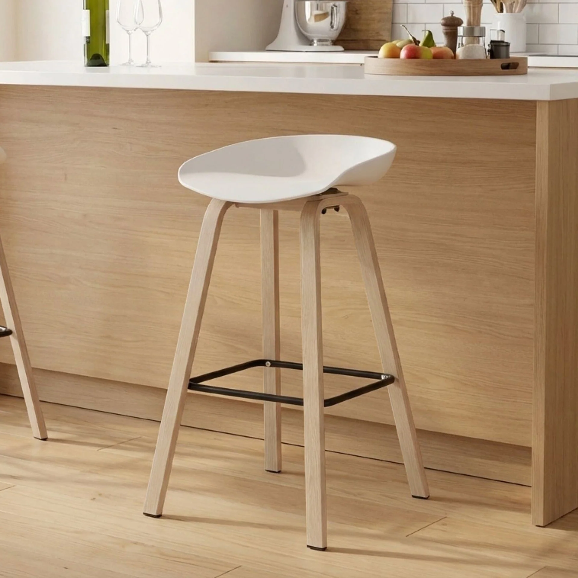 Kai Pro Metal Bar Stool 75cm - Set of 2 - White - Image 3