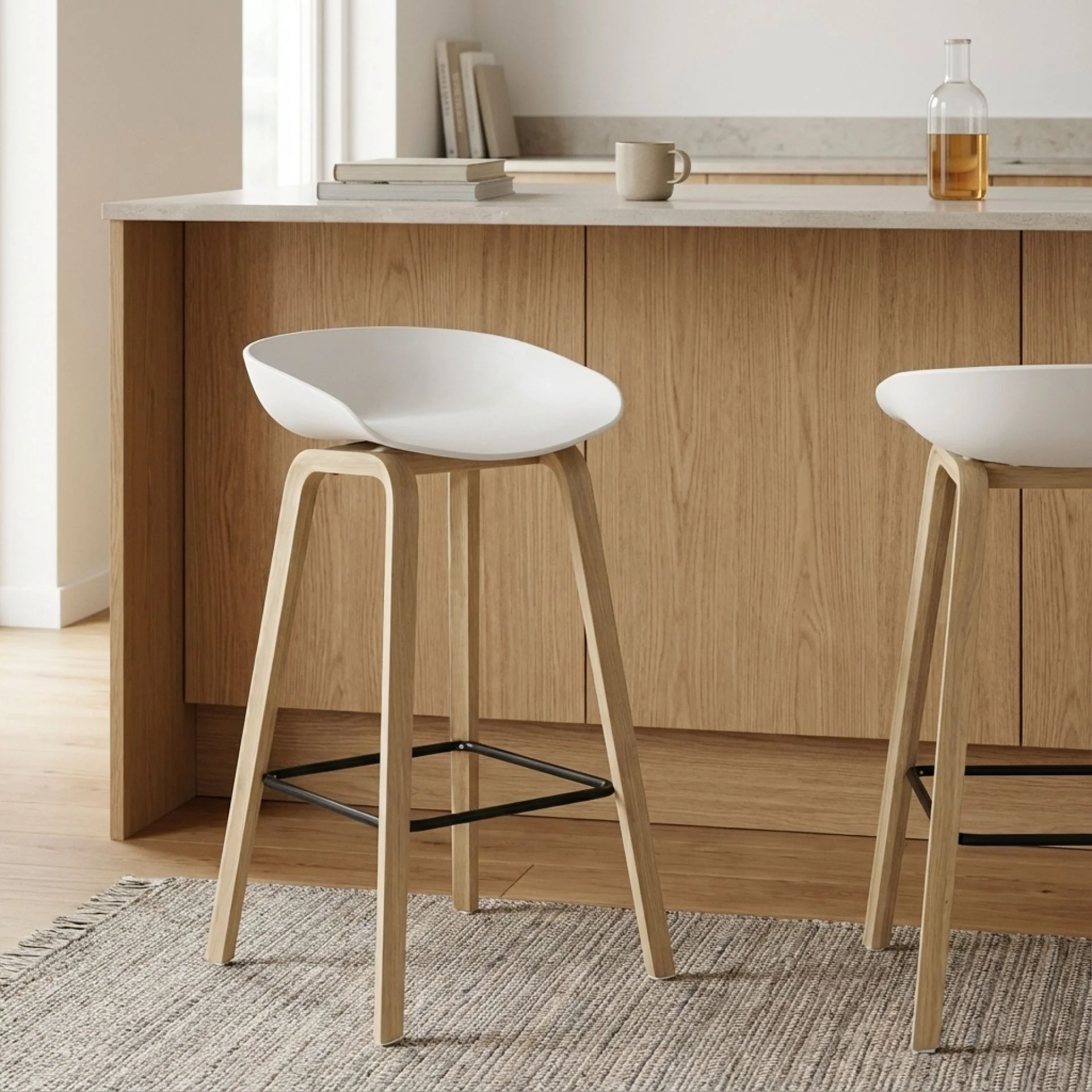 Kai Bar Stool Metal Barstool 75cm - White - Image 4