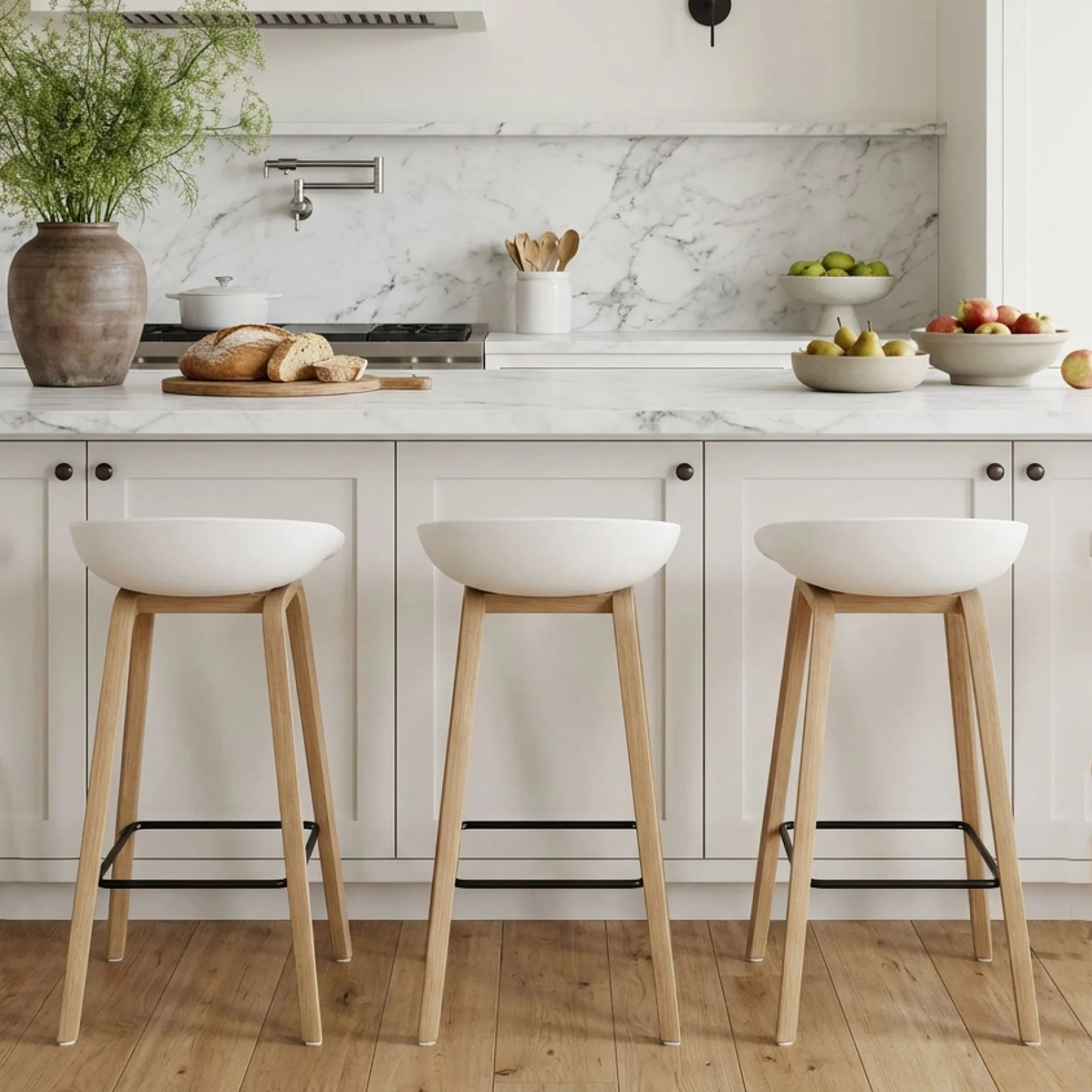 Kai Bar Stool Metal Barstool 75cm - White - Image 5