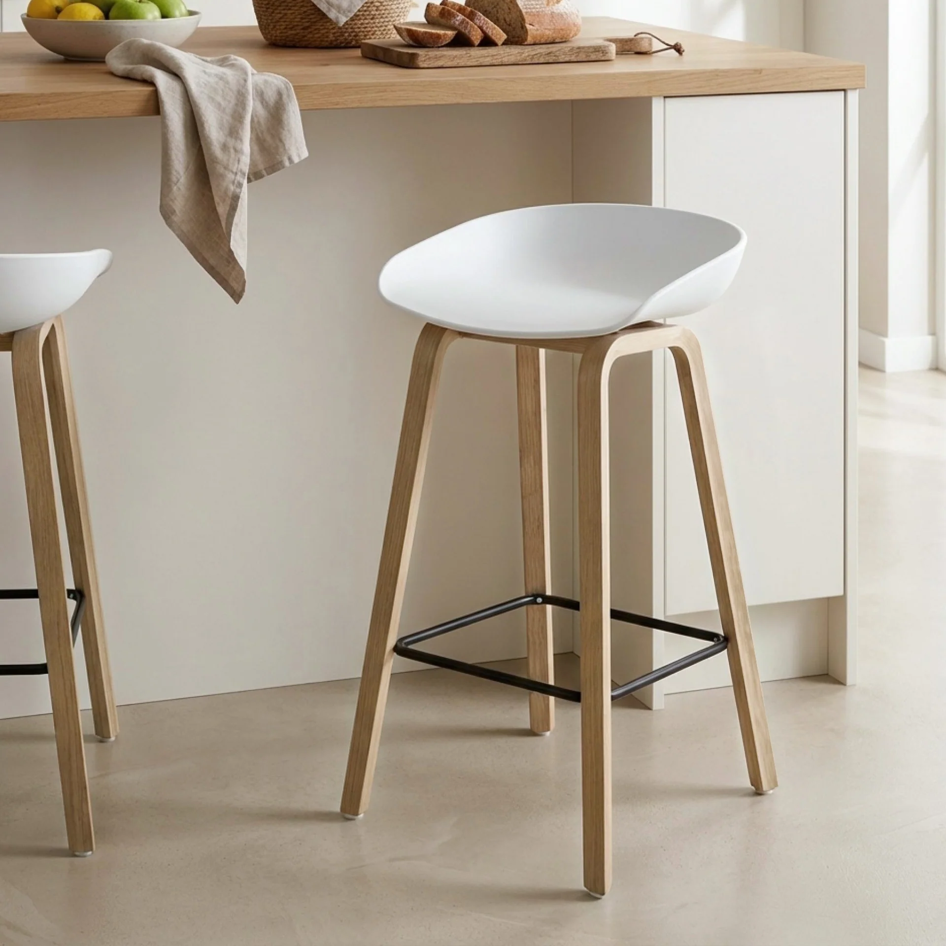 Kai Bar Stool Metal Barstool 75cm - White - Image 6