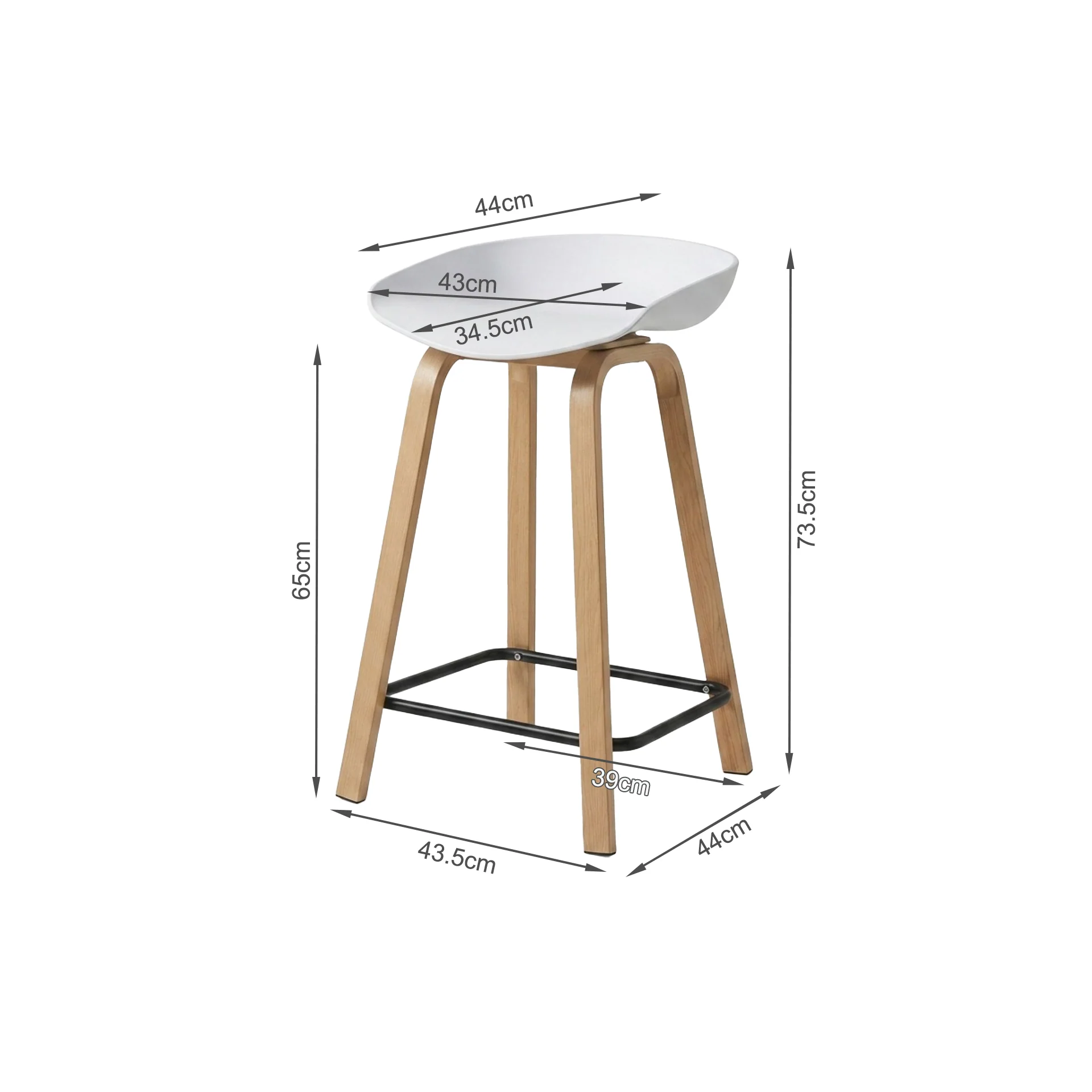 Kai Metal Bar Stool 65cm - Set of 2 - White - Image 11