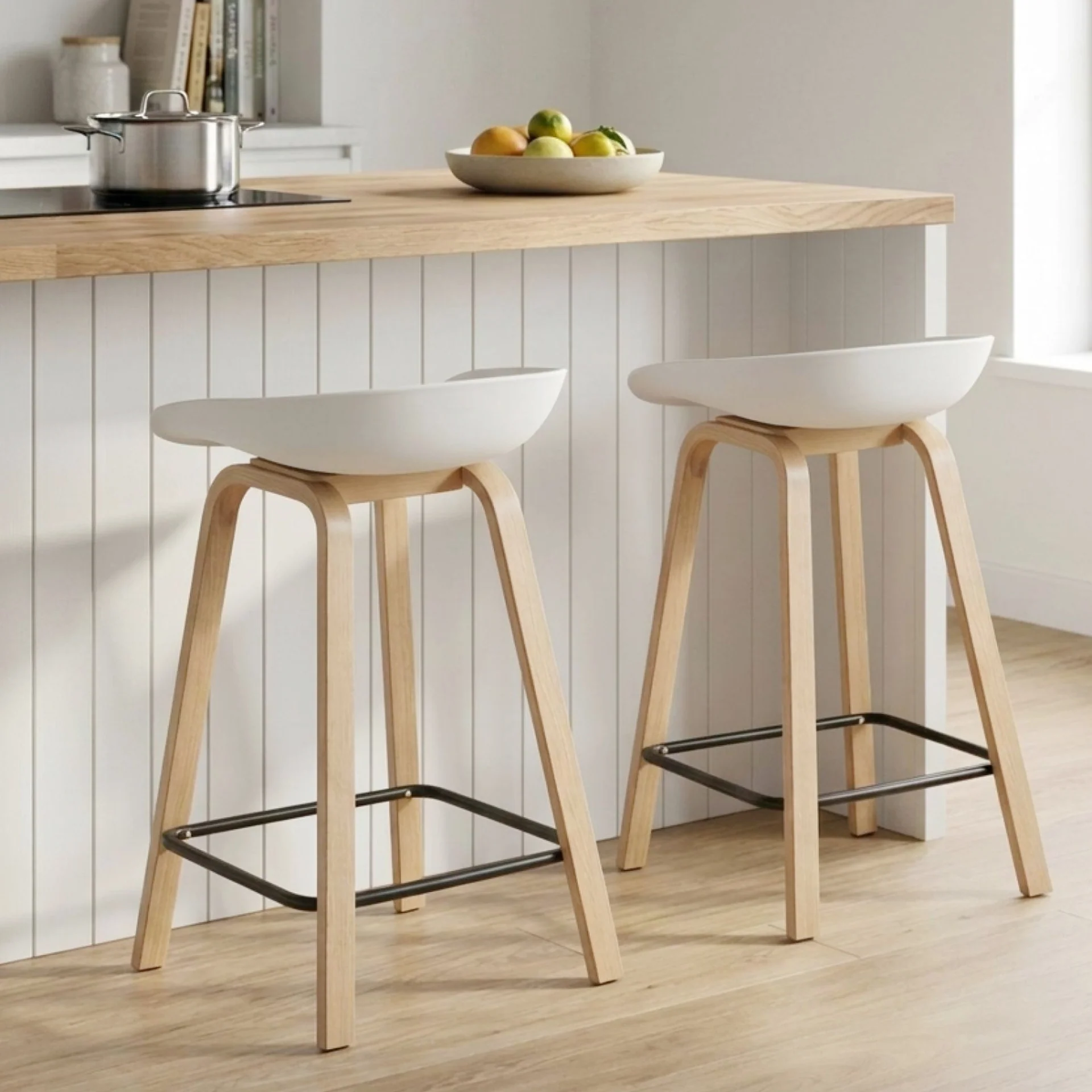 Kai Metal Bar Stool 65cm - Set of 2 - White - Image 2