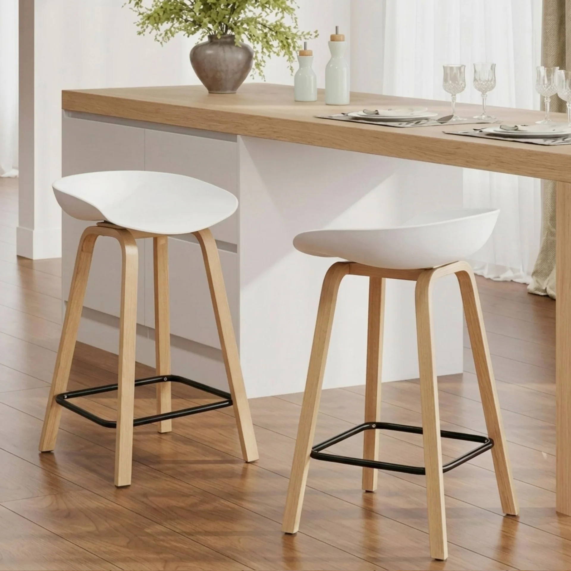 Kai Metal Bar Stool 65cm - Set of 2 - White - Image 4