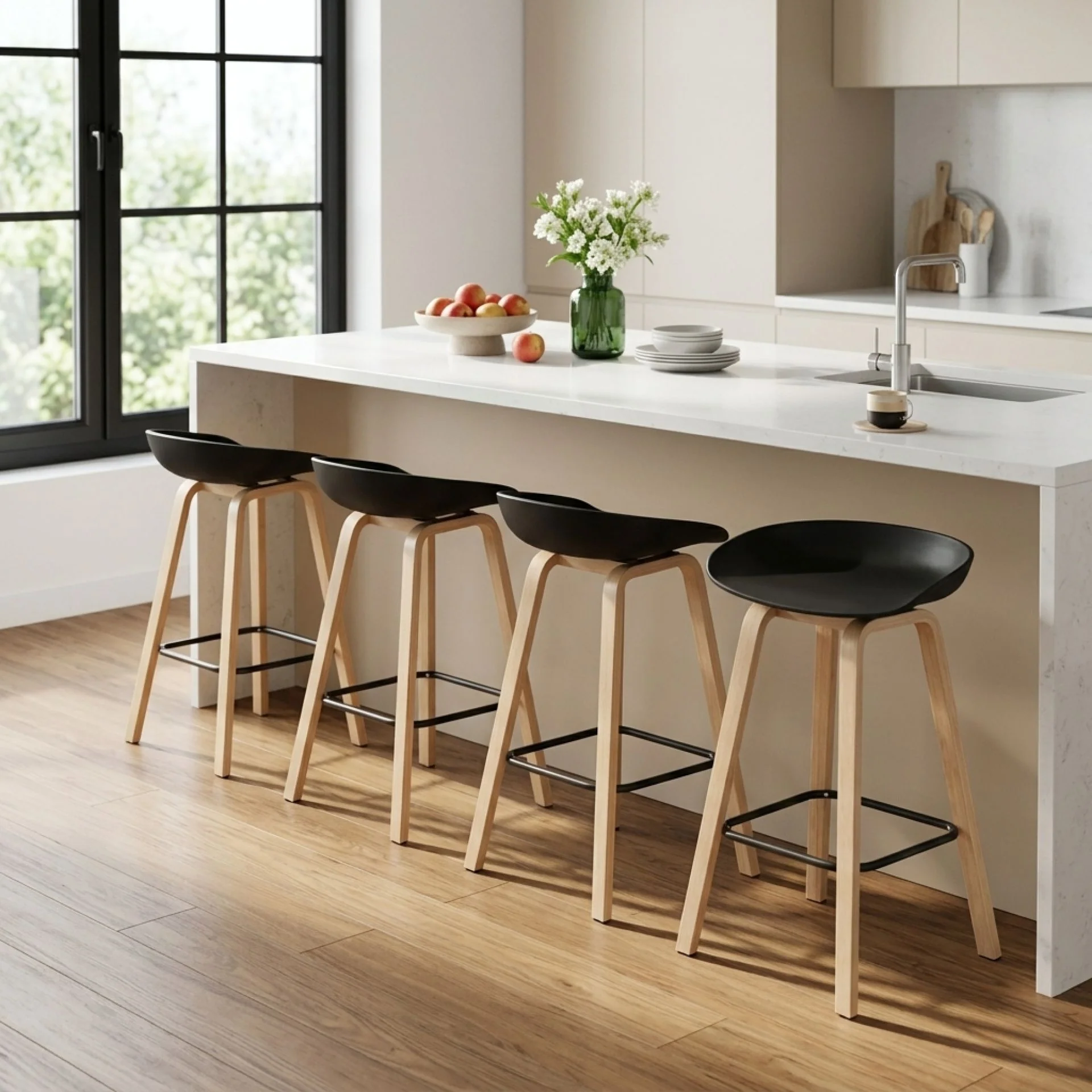 Kai Metal Bar Stool 75cm - Set of 4 - Black