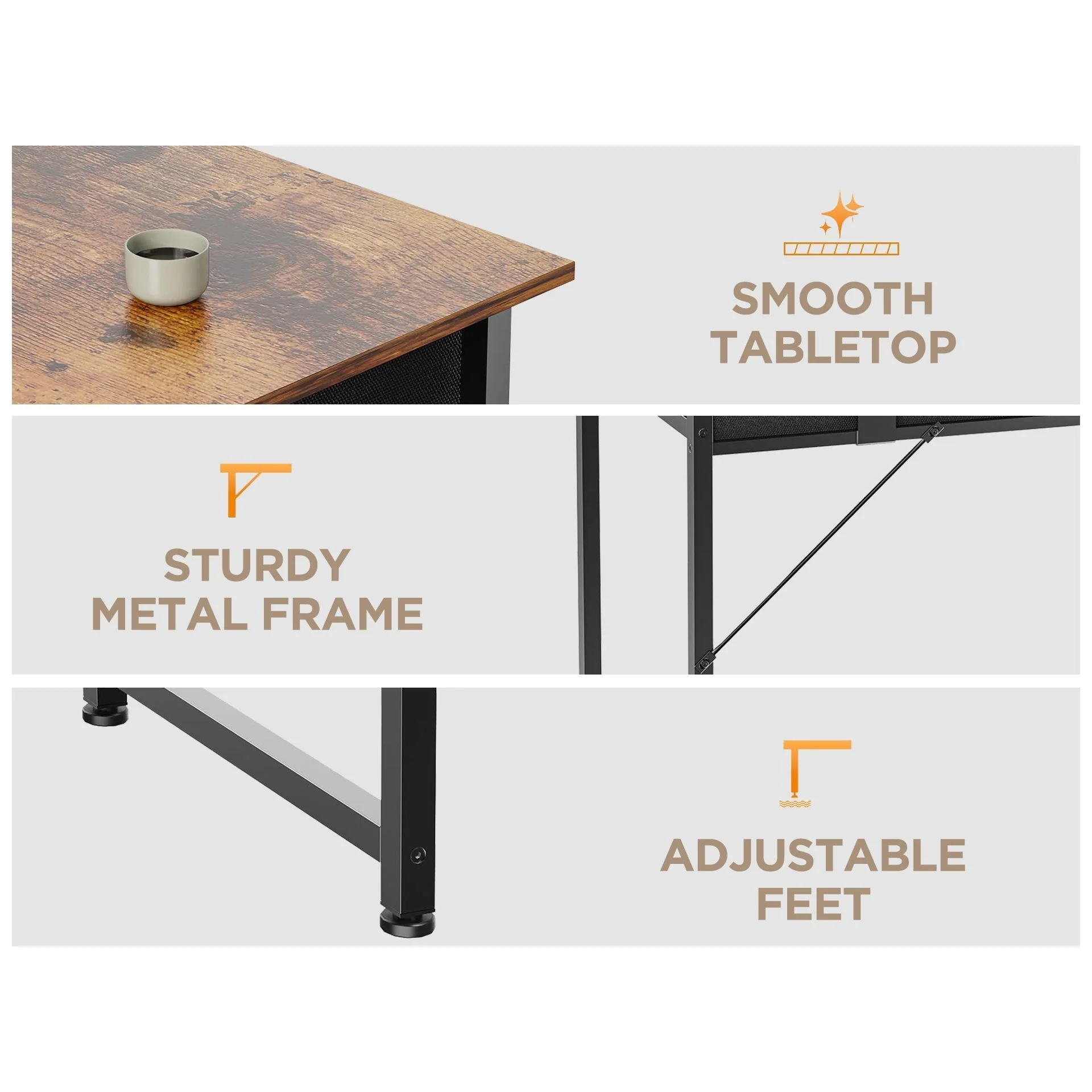 Kaleb 80cm Computer Desk with 2 Drawers - Rustic Brown - Image 7