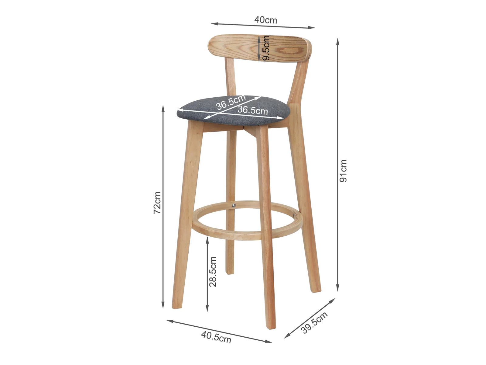 KATE Bar Stool Wooden Barstool 2PCS - Image 7