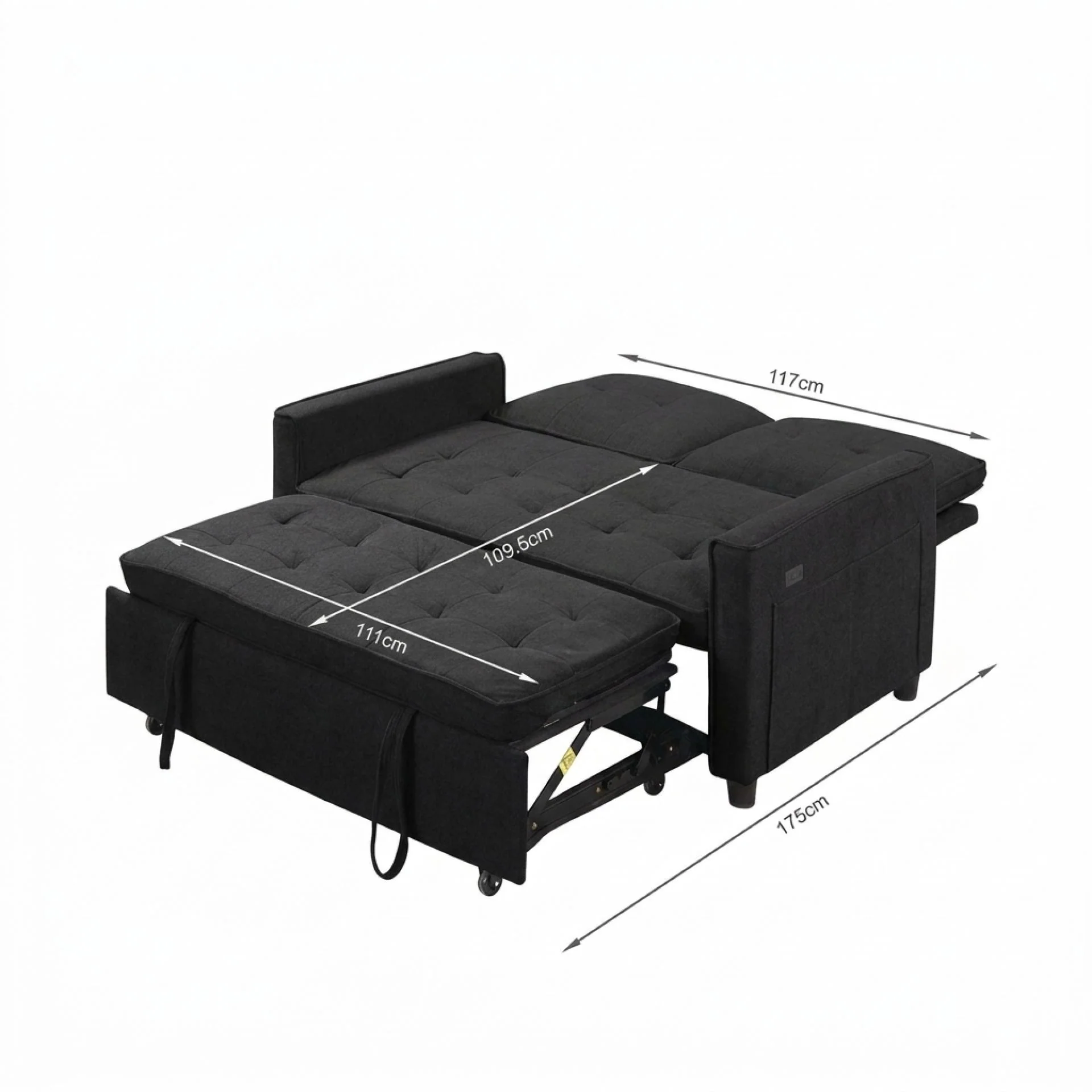 Kauri Boucle 2 Seater Sofa Bed - Black - Image 19