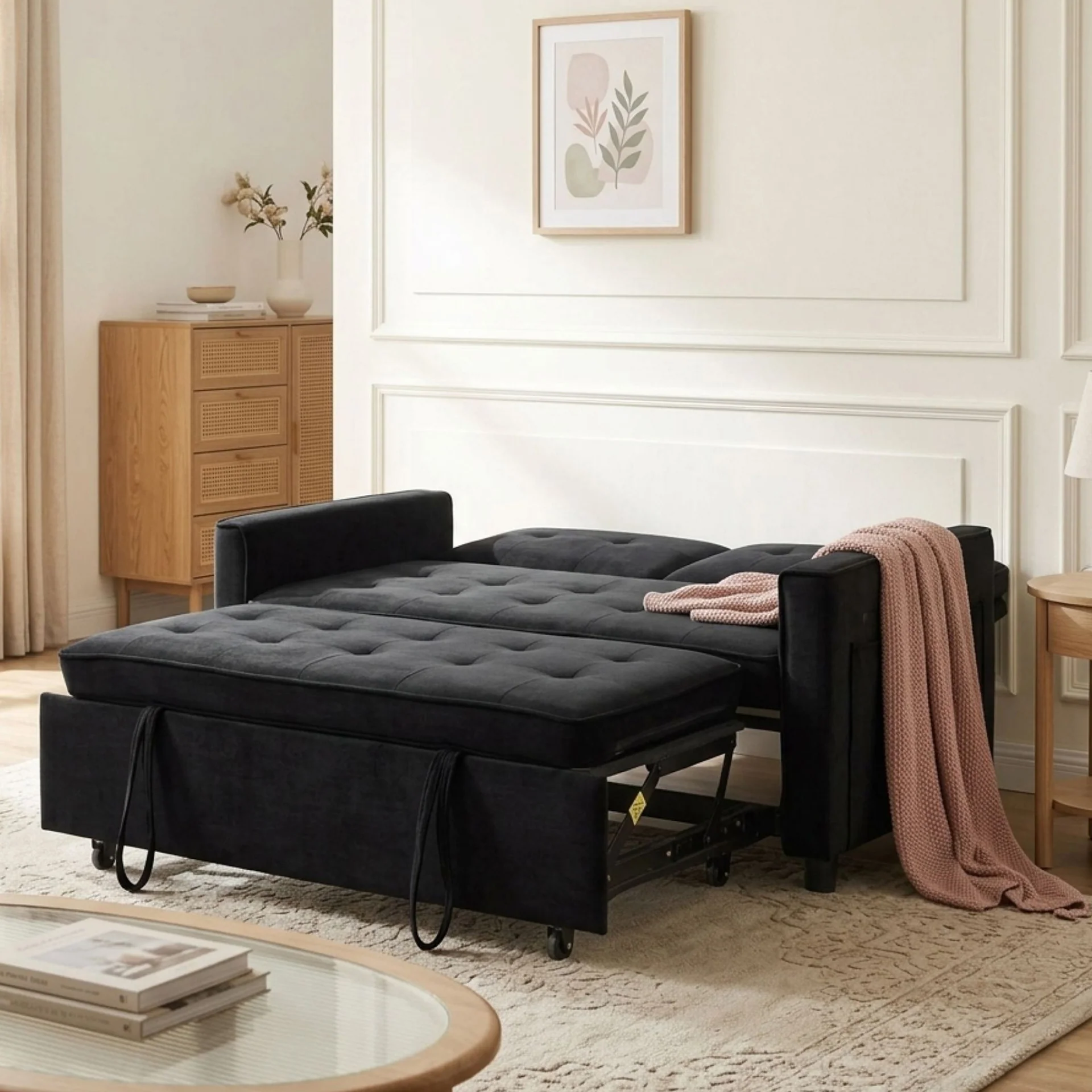 Kauri Boucle 2 Seater Sofa Bed - Black - Image 4