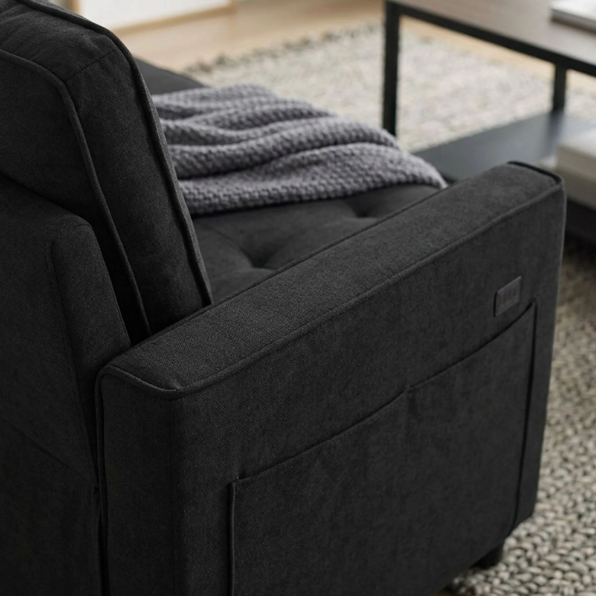 Kauri Boucle 2 Seater Sofa Bed - Black - Image 6