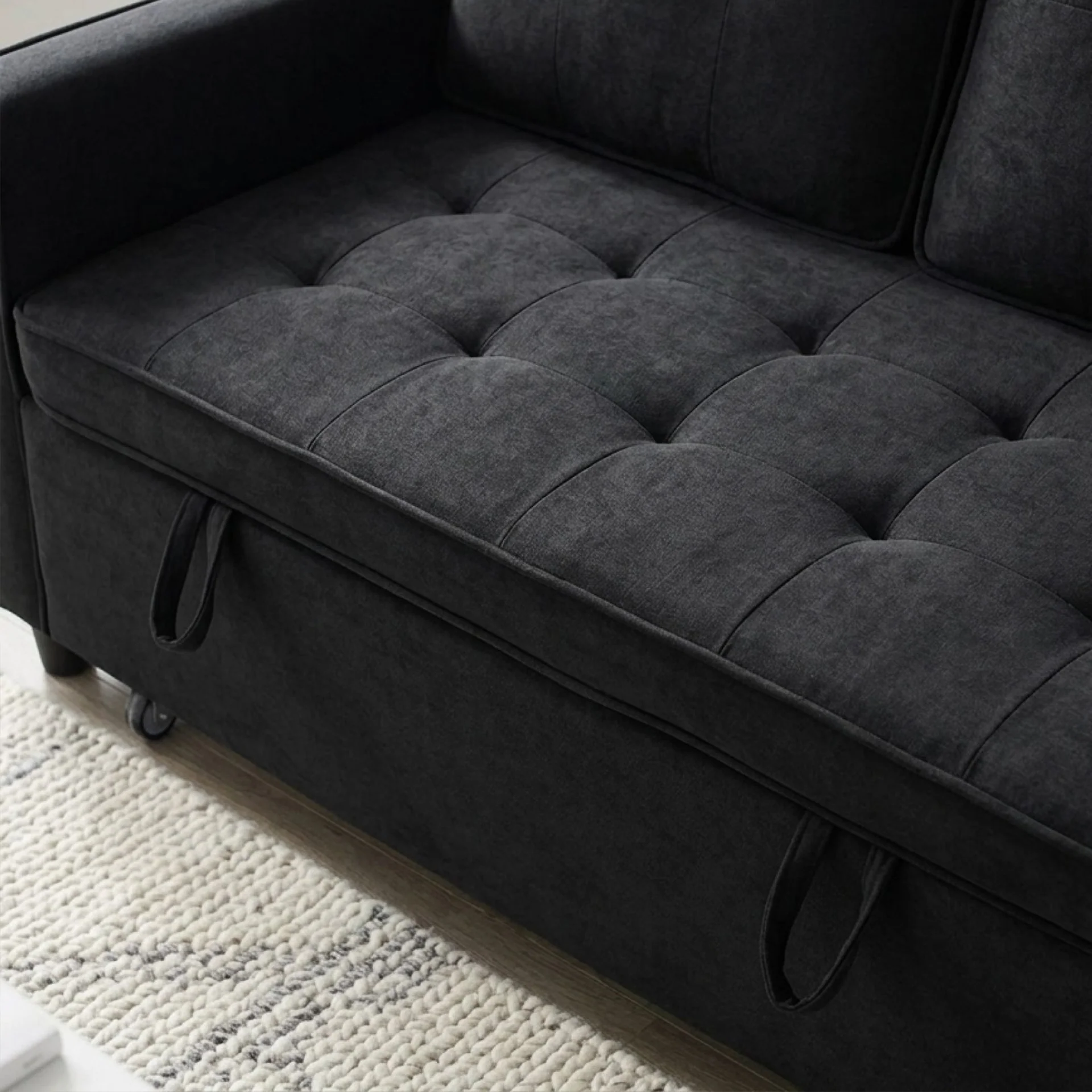 Kauri Boucle 2 Seater Sofa Bed - Black - Image 7