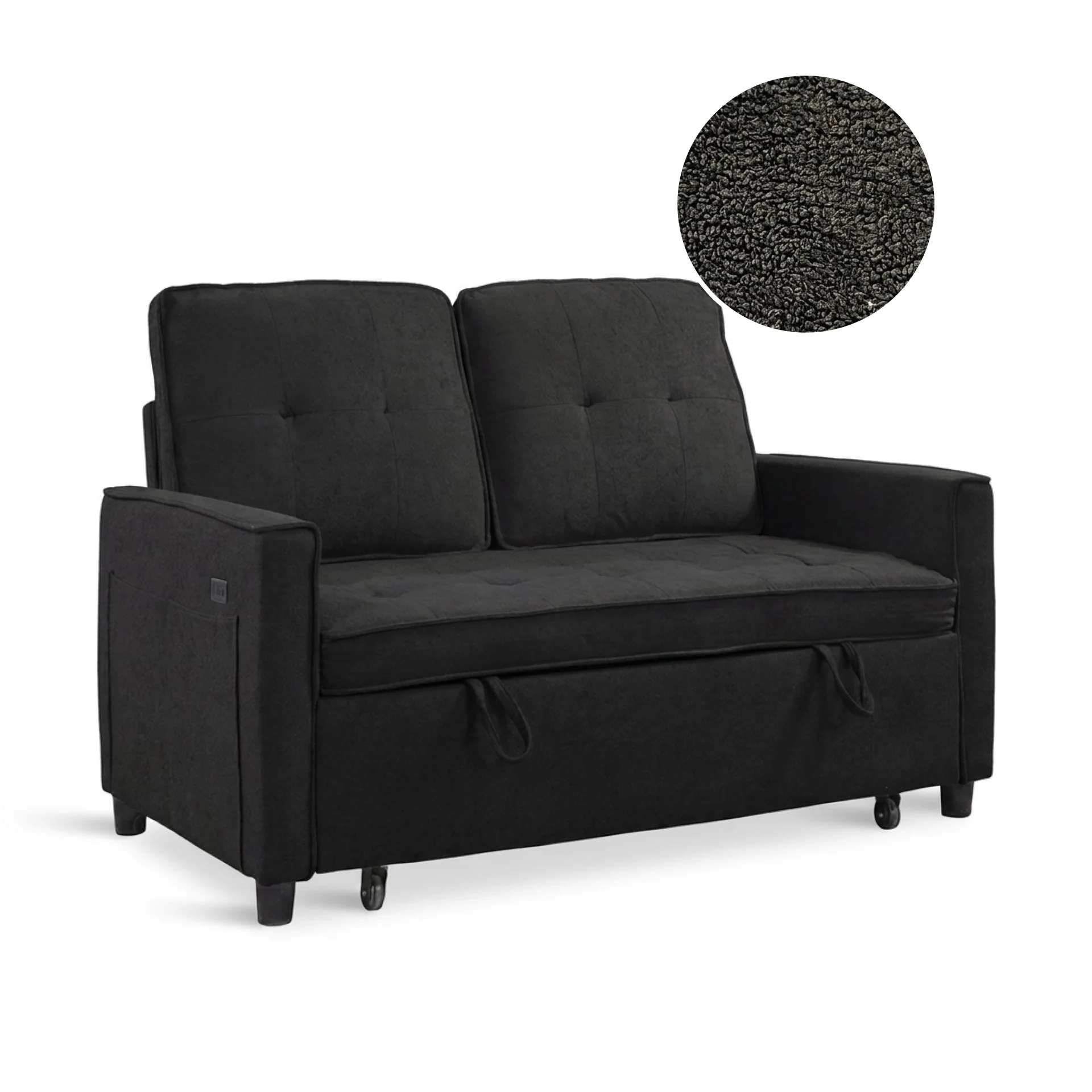 Kauri Boucle 2 Seater Sofa Bed - Black - Image 8