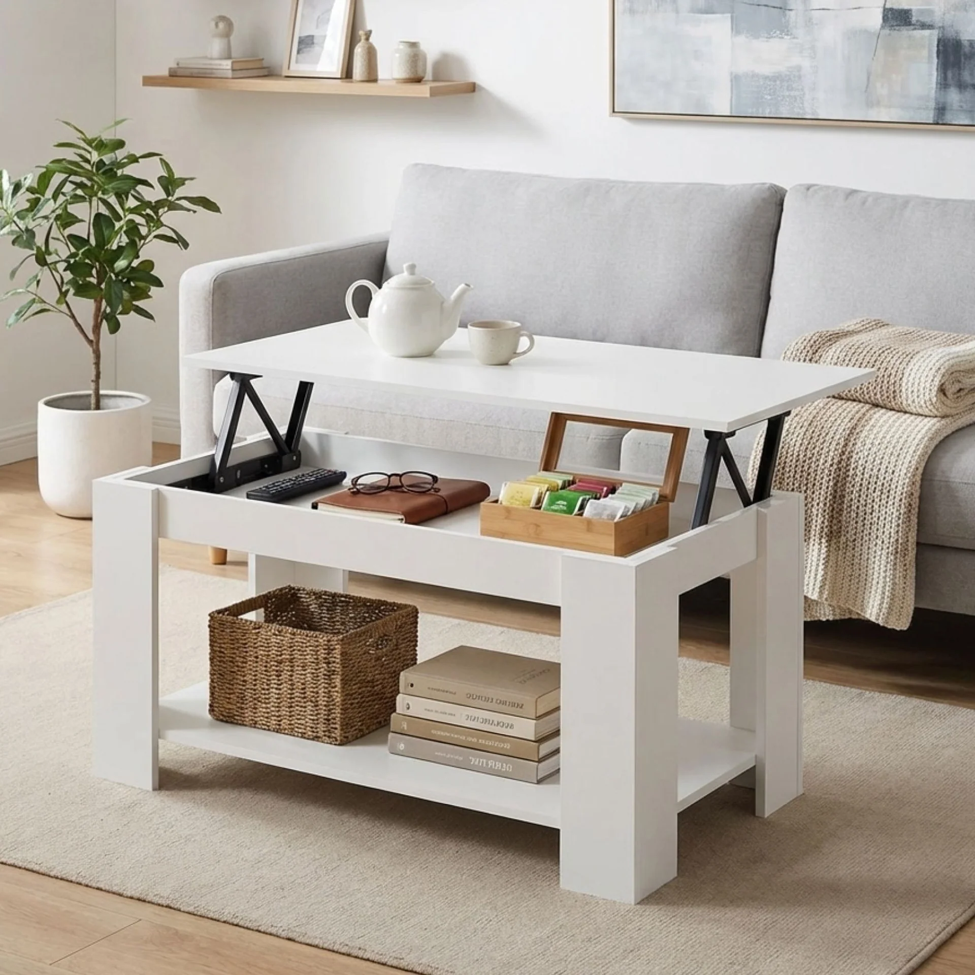 Kendall Lift Top Coffee Table - White - Image 3