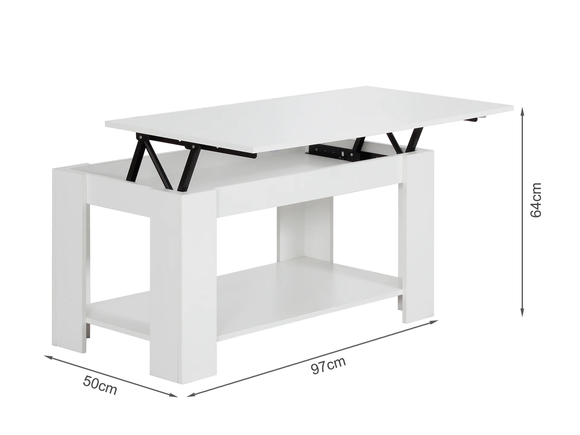 Kendall Lift Top Coffee Table - White - Image 10