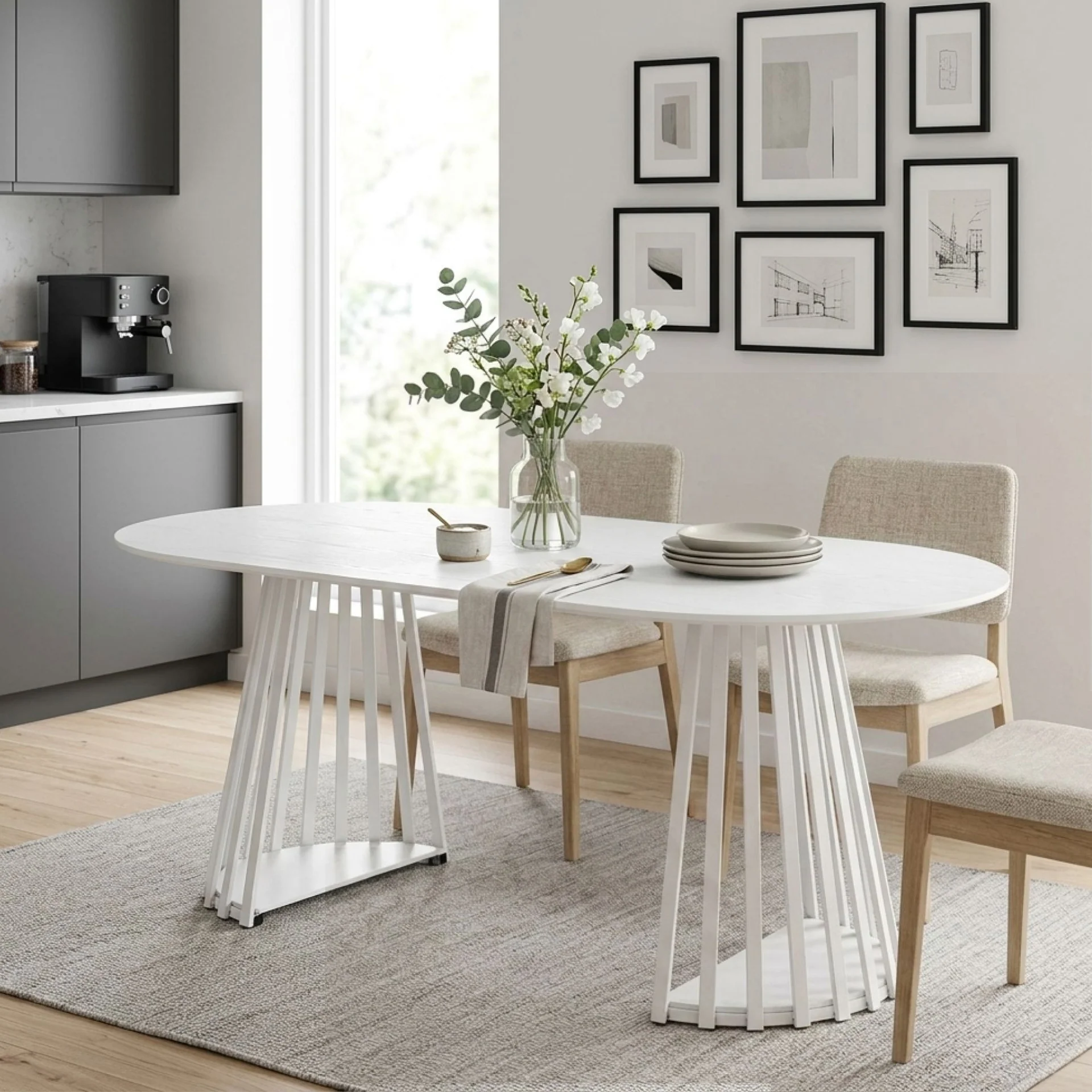 Kieran Oval Dining Table 180 x 90cm - White - Image 7