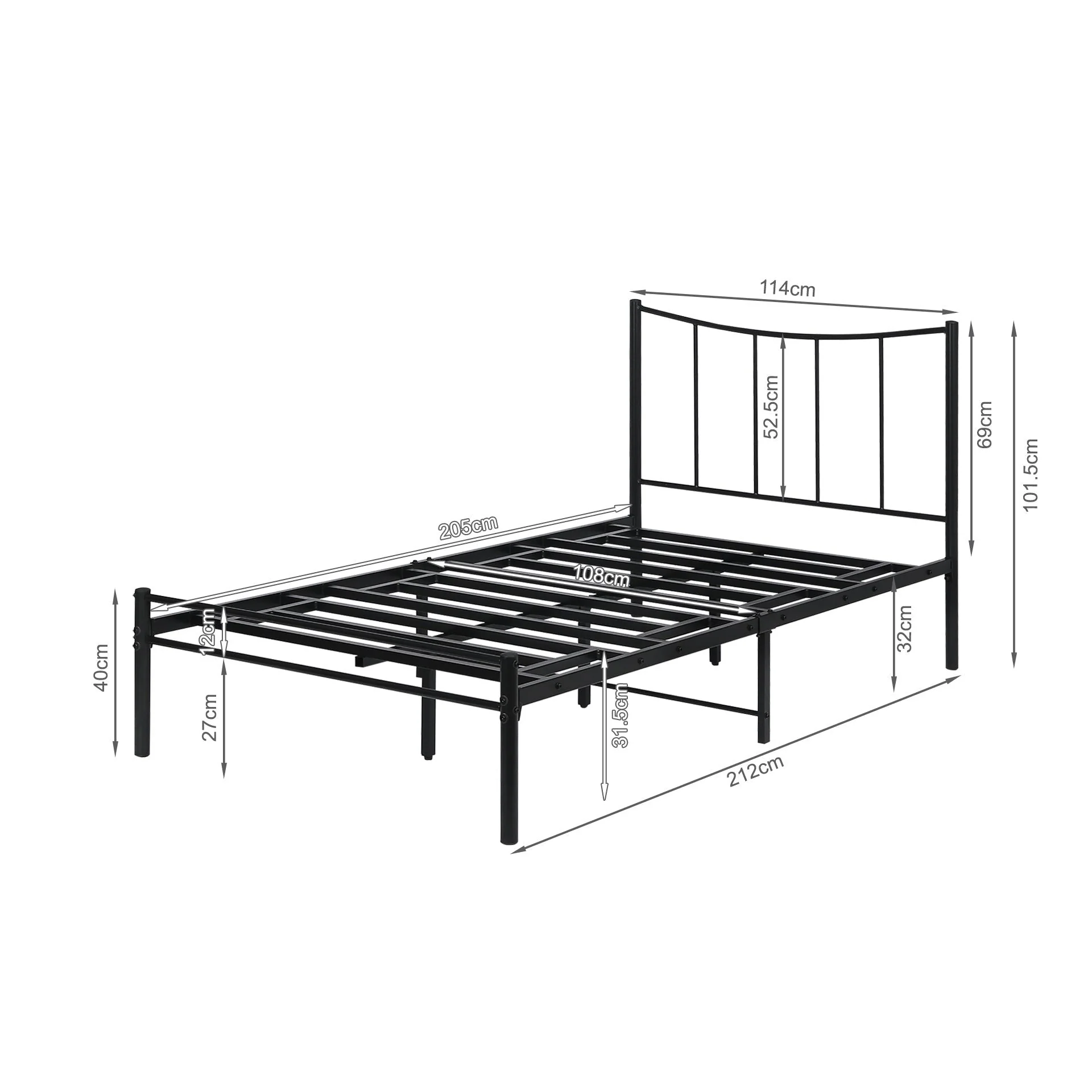 Kinsley King Single Metal Bed Frame - Black - Image 9