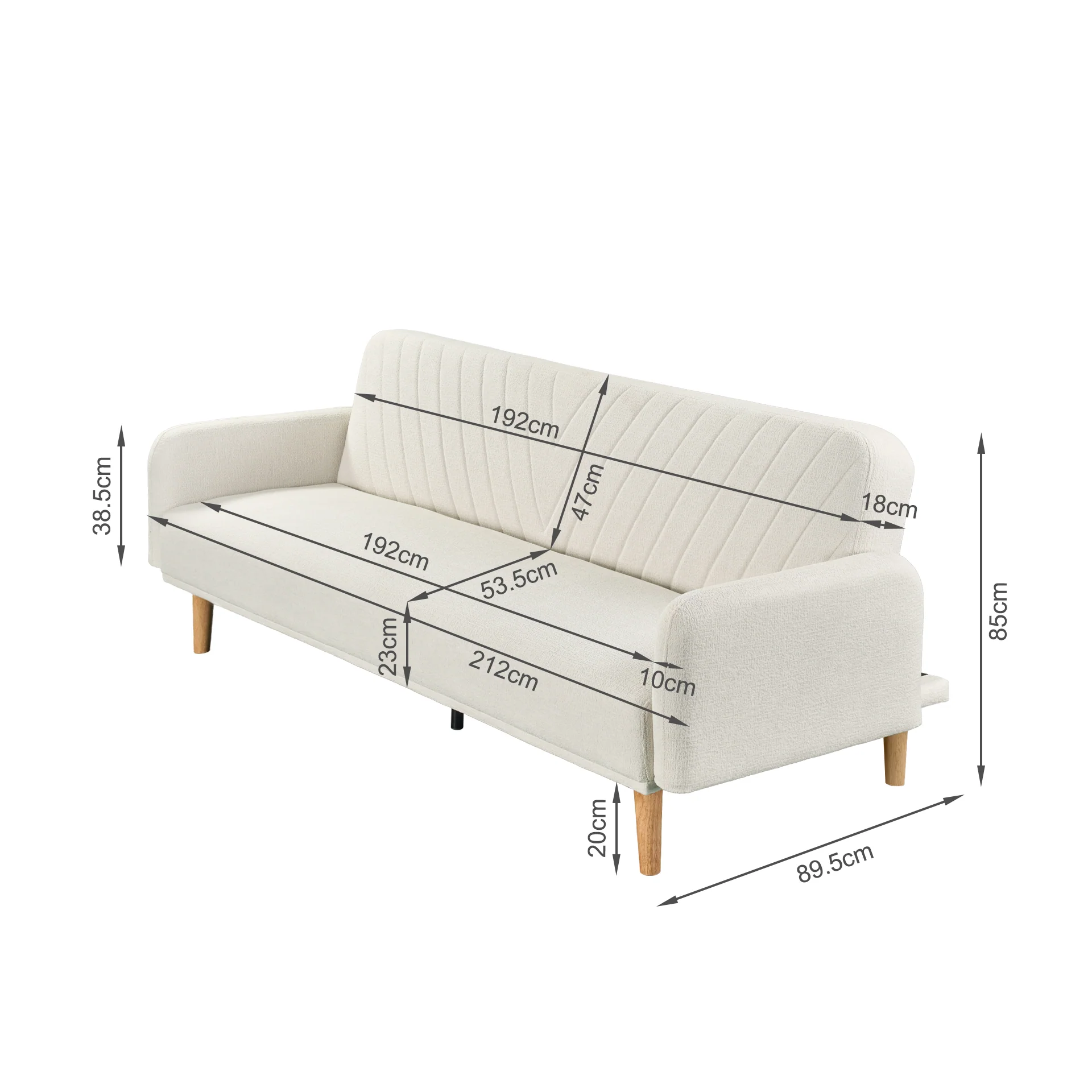 Kiri 3 Seater Sofa Bed - Beige - Image 19