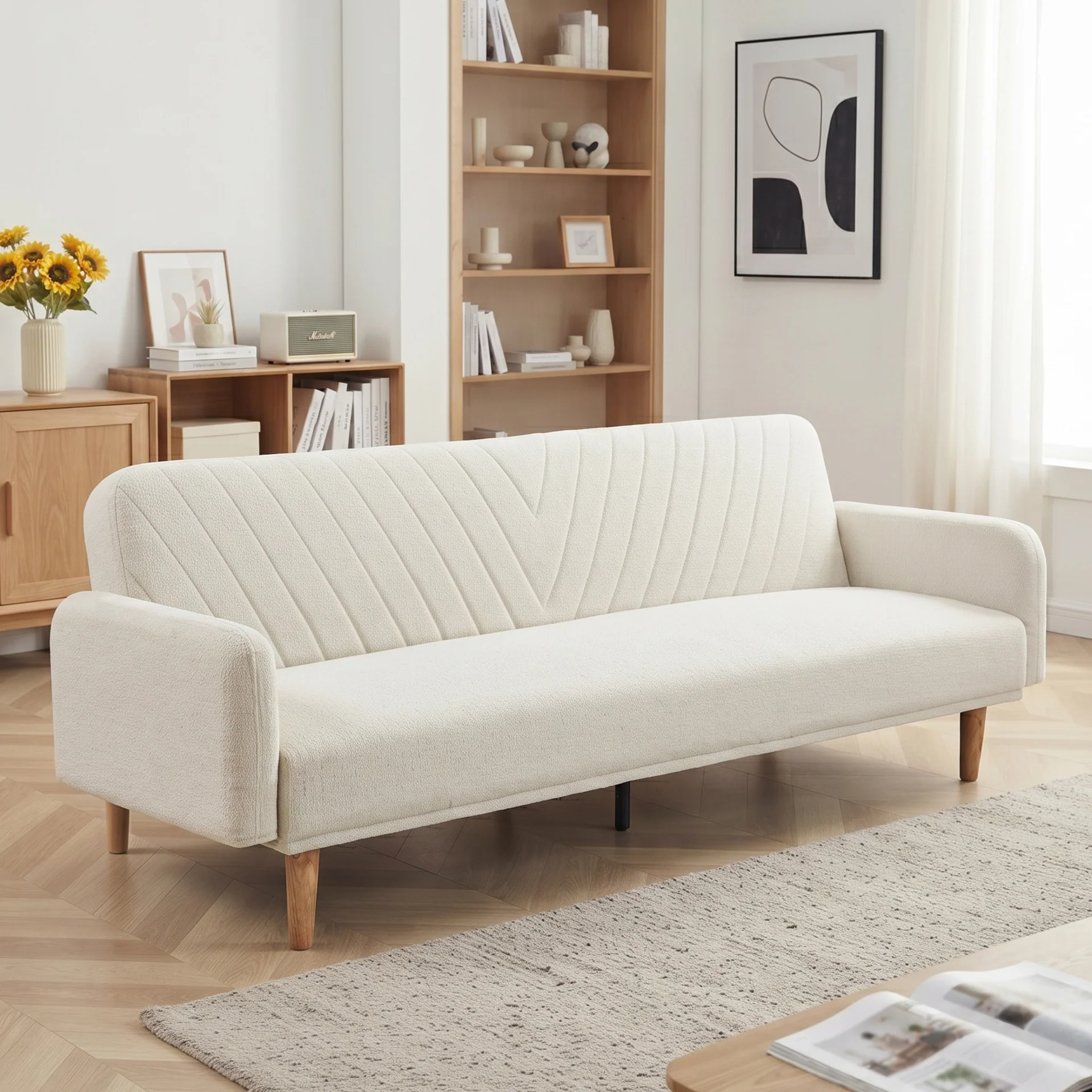 Kiri 3 Seater Sofa Bed - Beige - Image 3