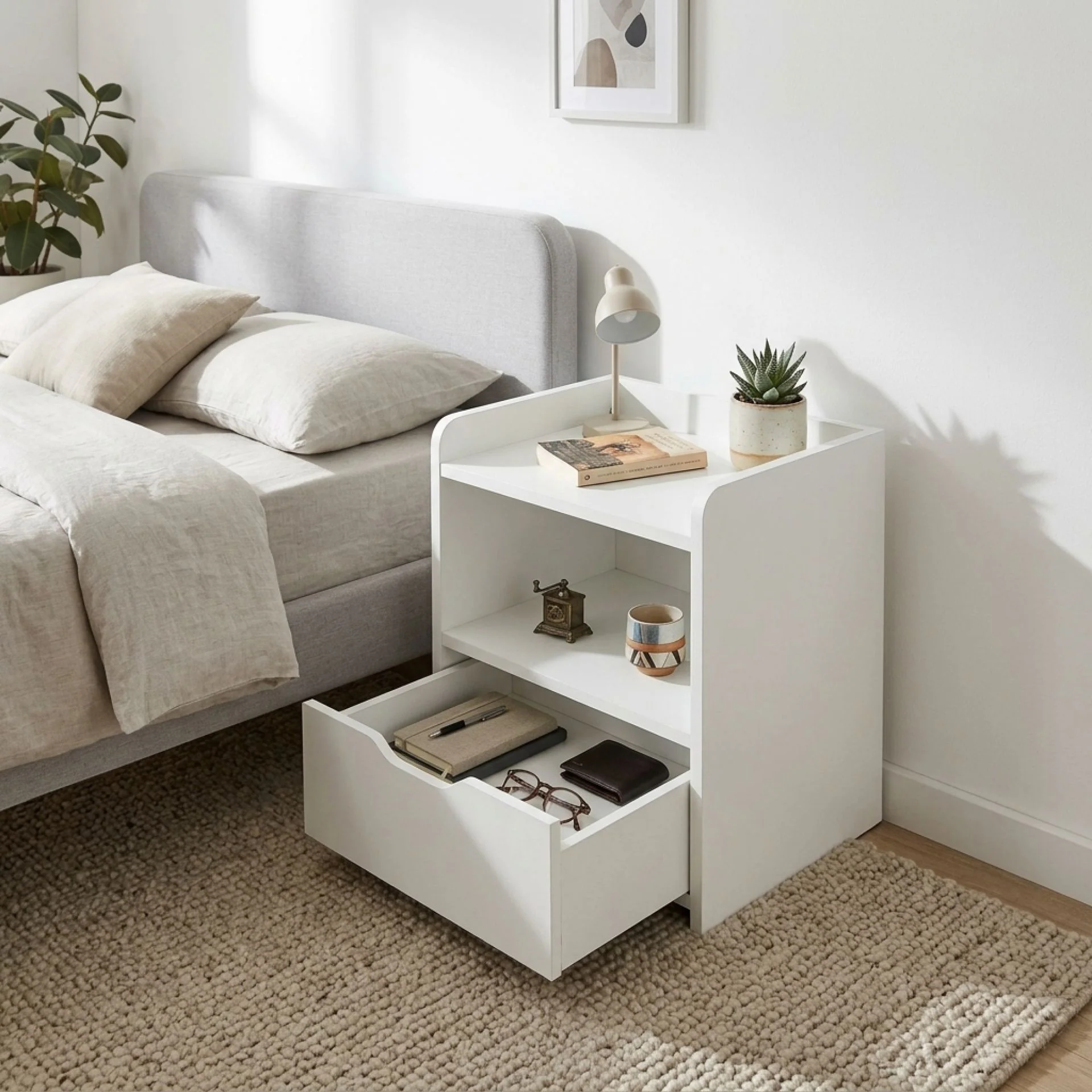 Knox Bedside Table - White - Image 2
