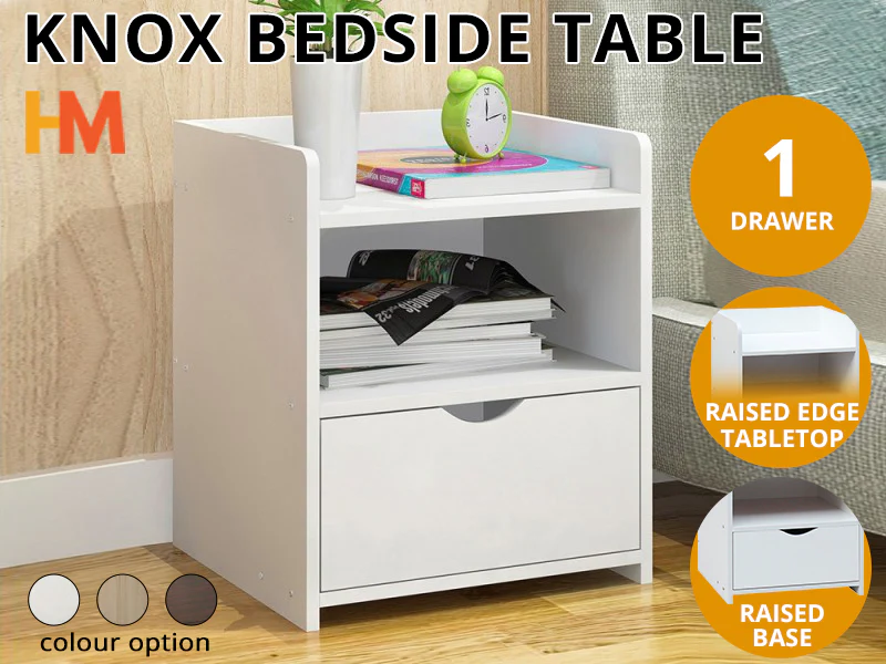 KNOX Bedside Table - WHITE - Image 4