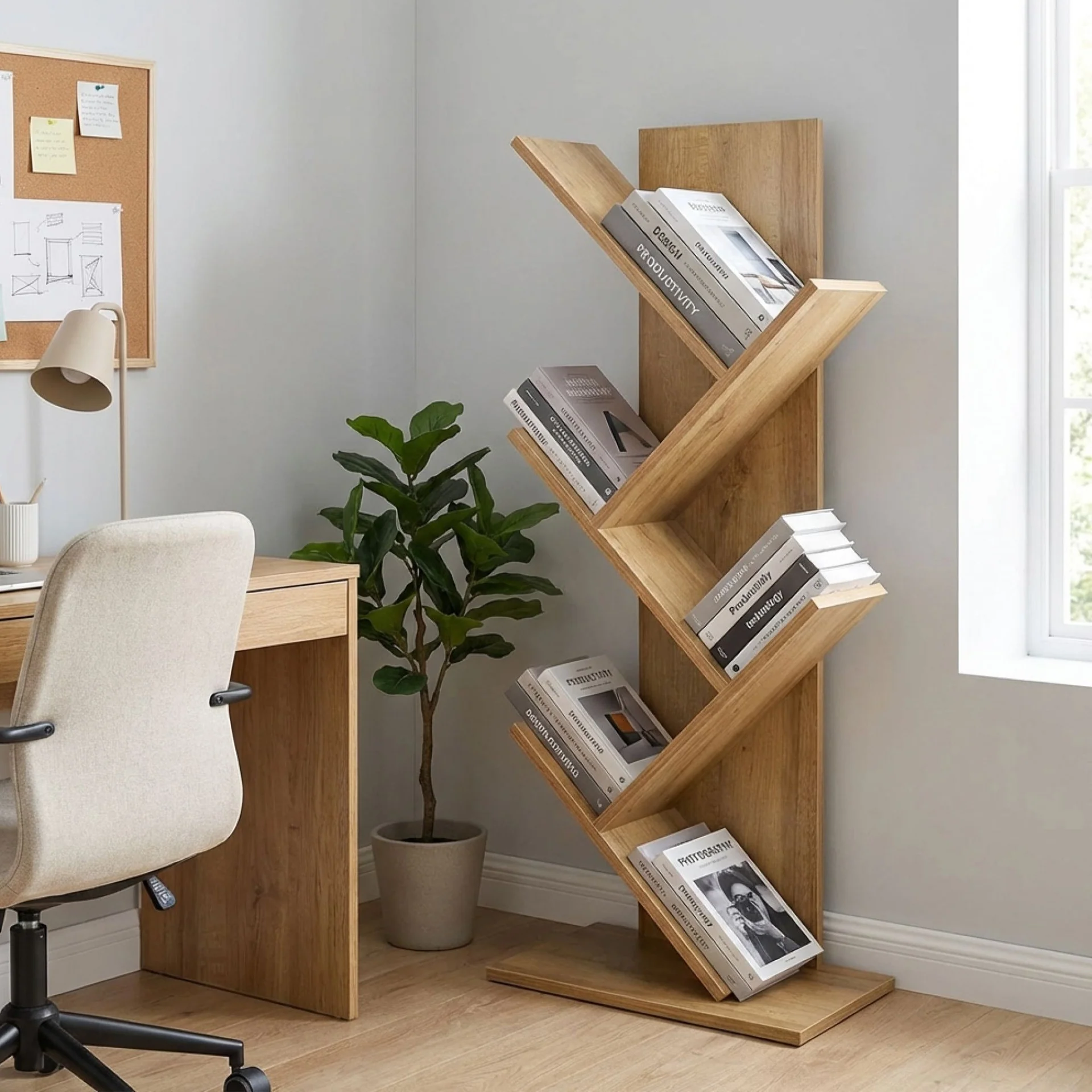 Koru 4 Tier Tree Bookshelf - Oak
