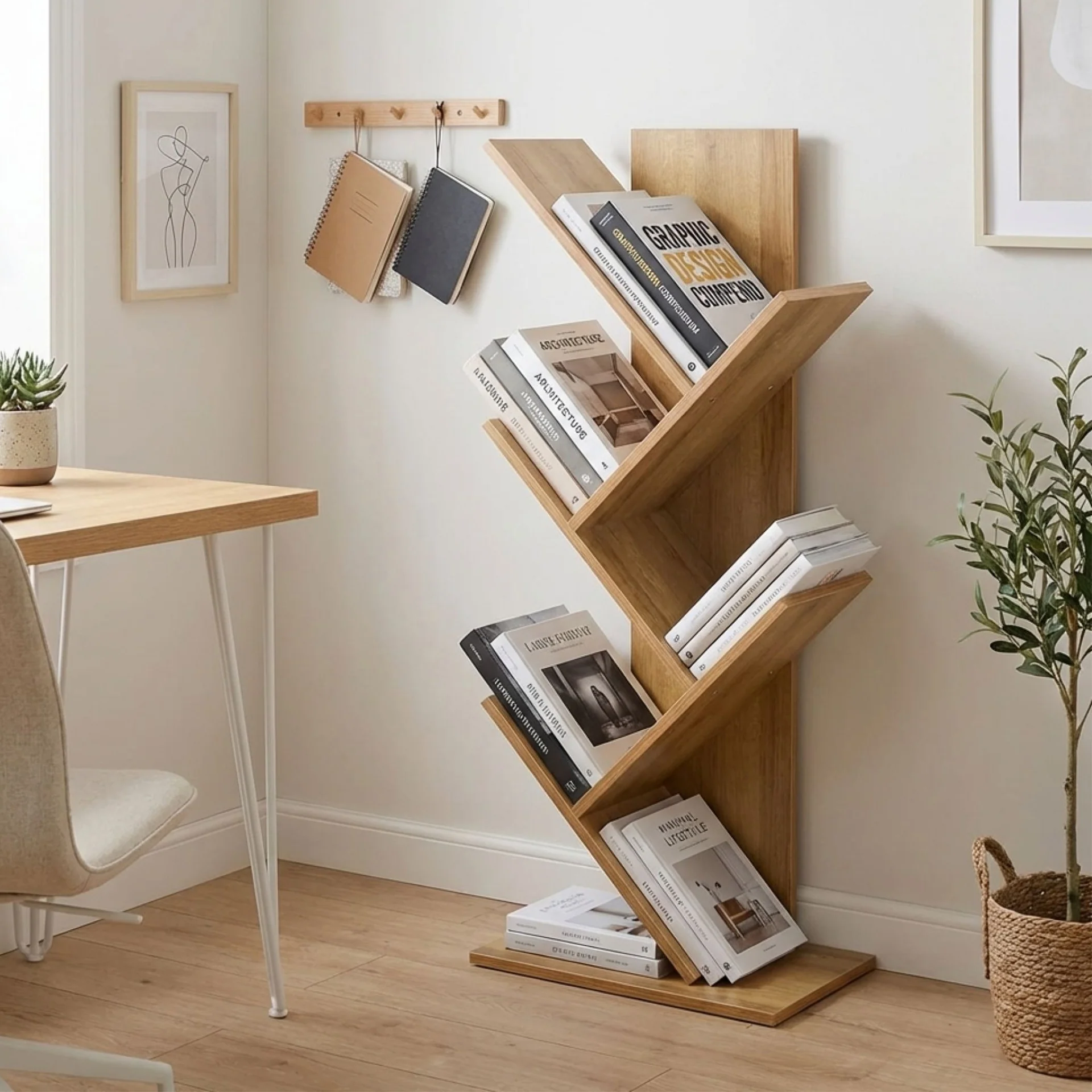 Koru 4 Tier Tree Bookshelf - Oak - Image 5