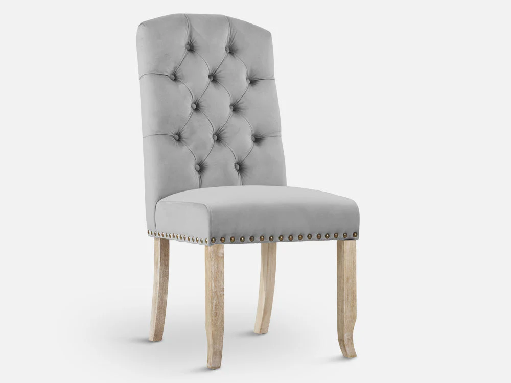LAYLA 2PCS Velvet Dining Chair - GREY - Image 4