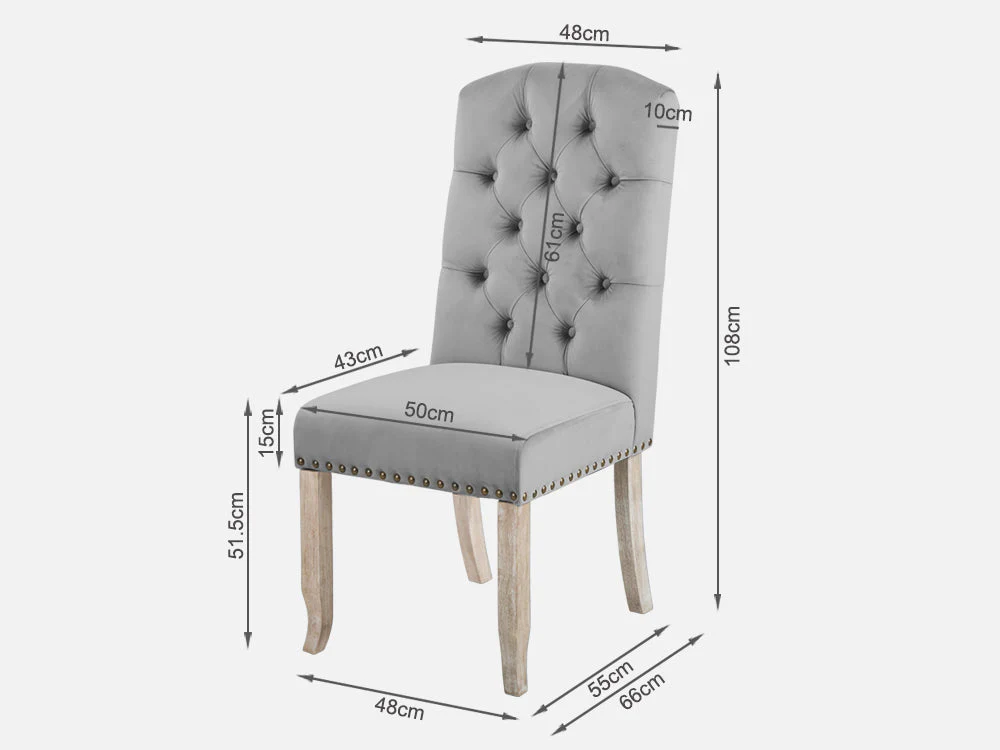 LAYLA 2PCS Velvet Dining Chair - GREY - Image 8