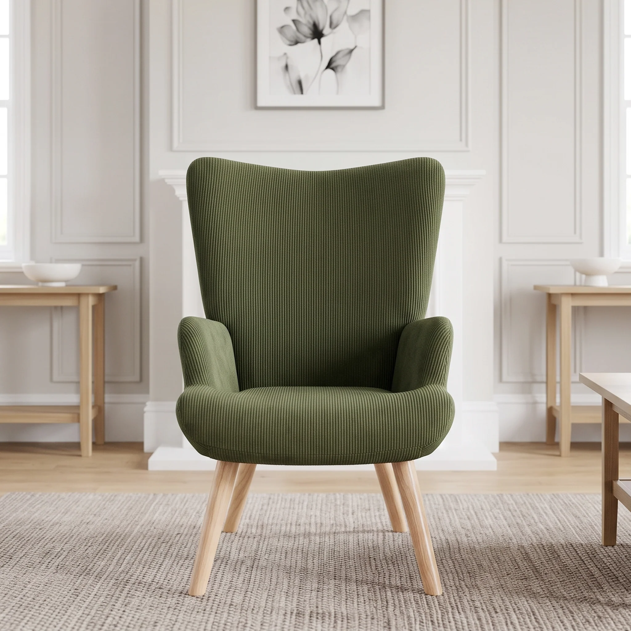 Laze Corduroy Armchair - Dark Green - Image 3