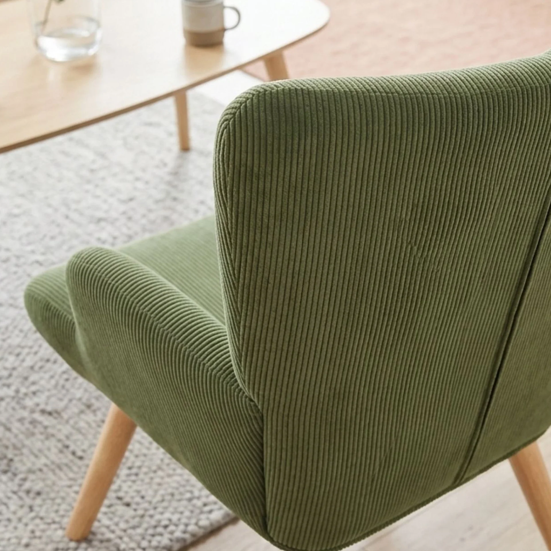 Laze Corduroy Armchair - Dark Green - Image 5