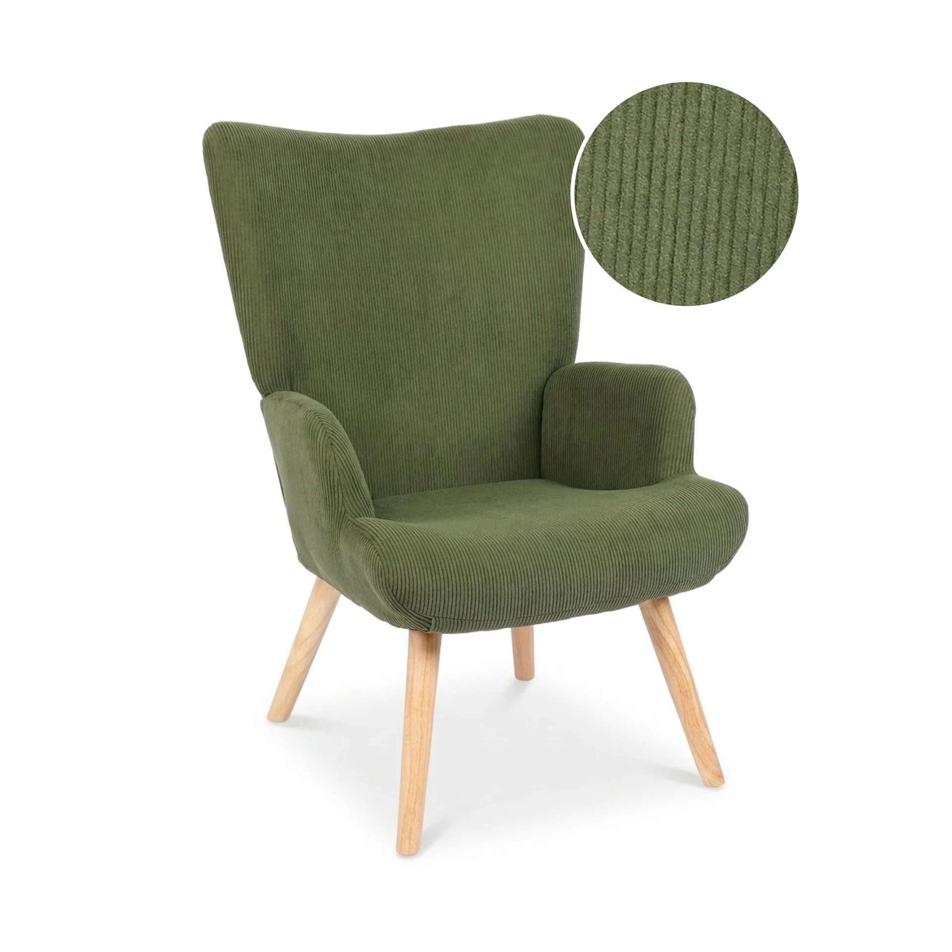 Laze Corduroy Armchair - Dark Green - Image 7