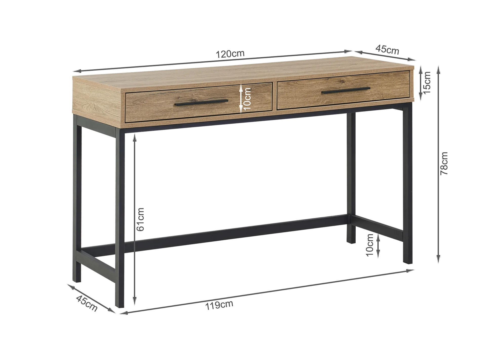 Lennox 120cm Computer Desk - Dark Oak - Image 8