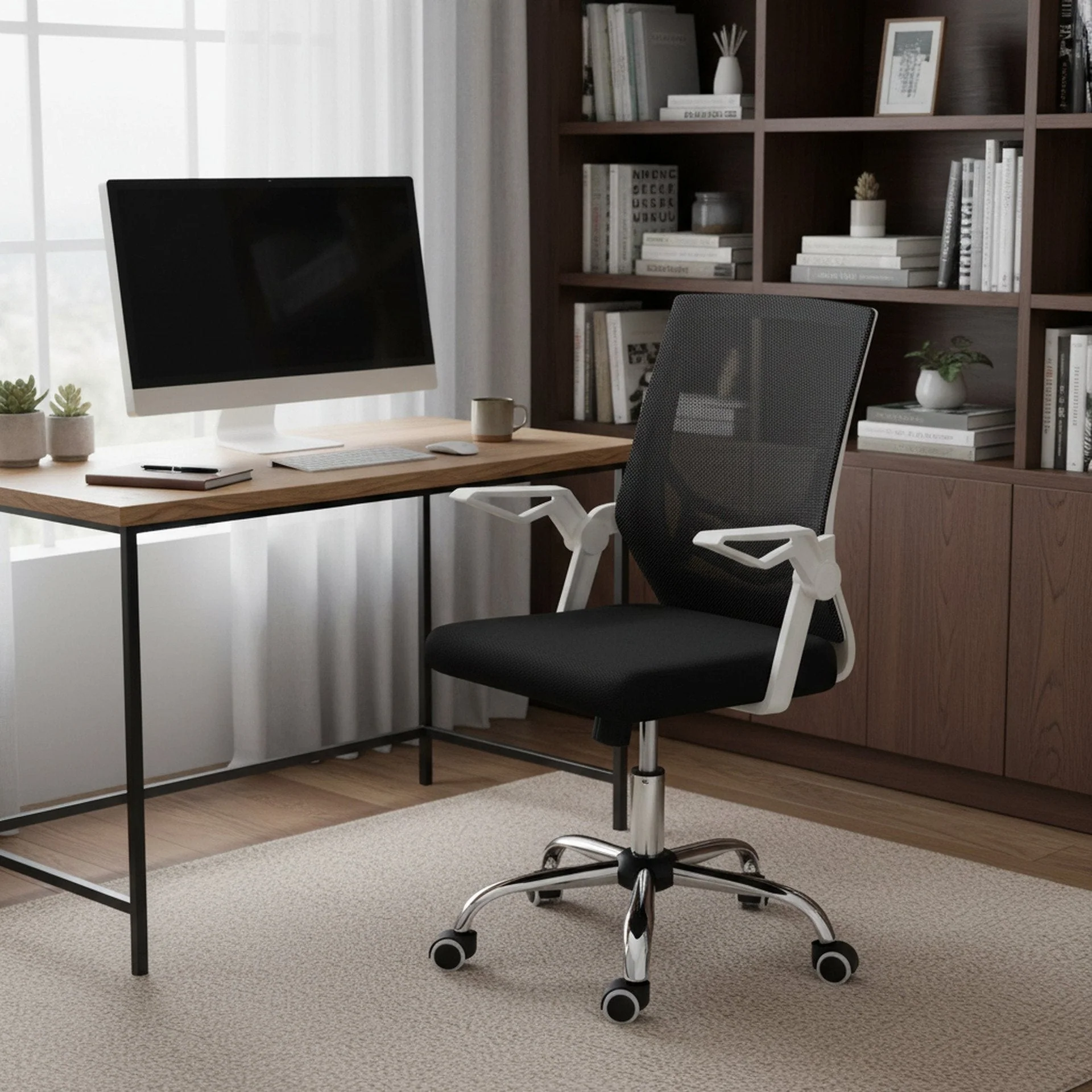 Leon Office Chair - Black + White - Image 4