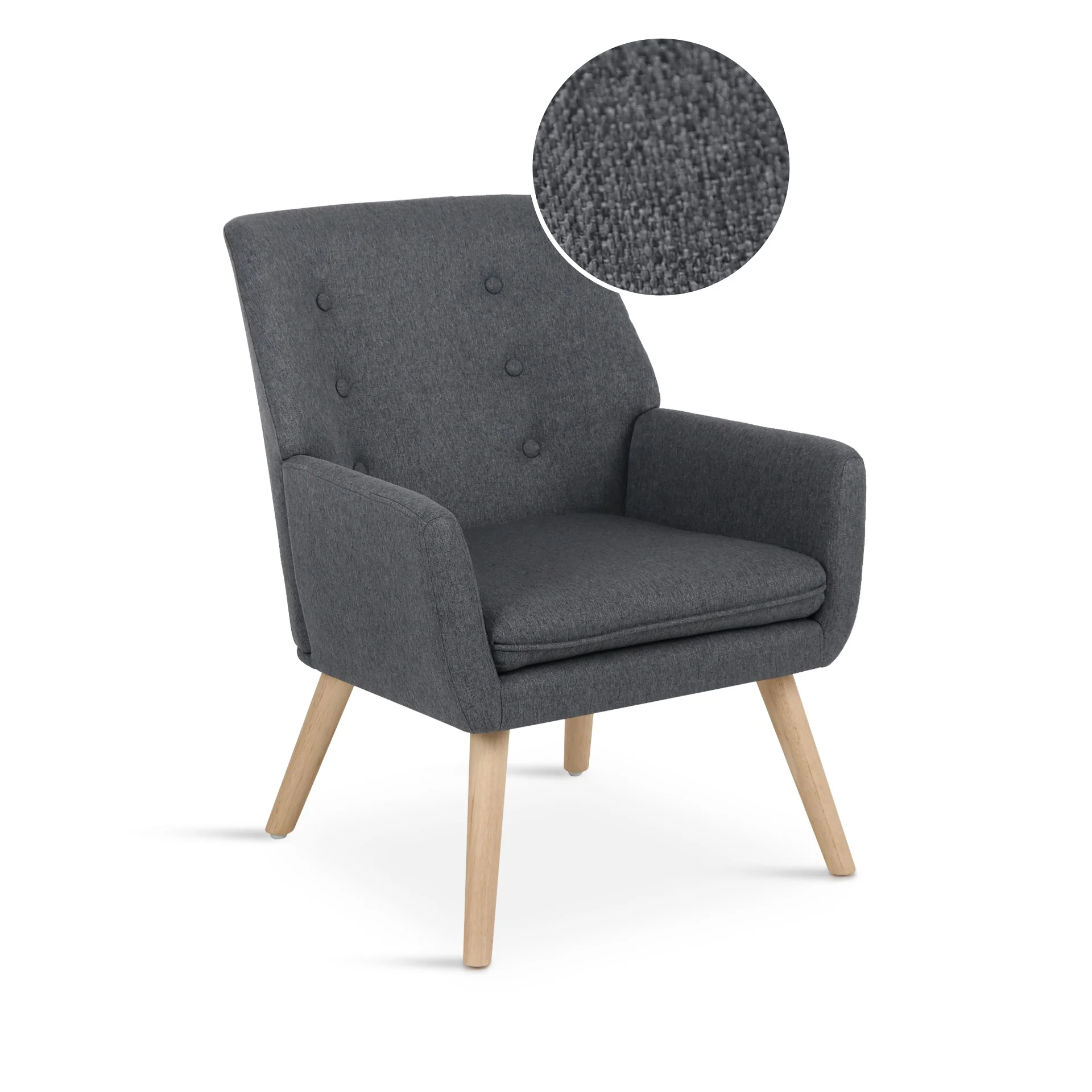 Lina Linen Armchair - Dark Grey - Image 7