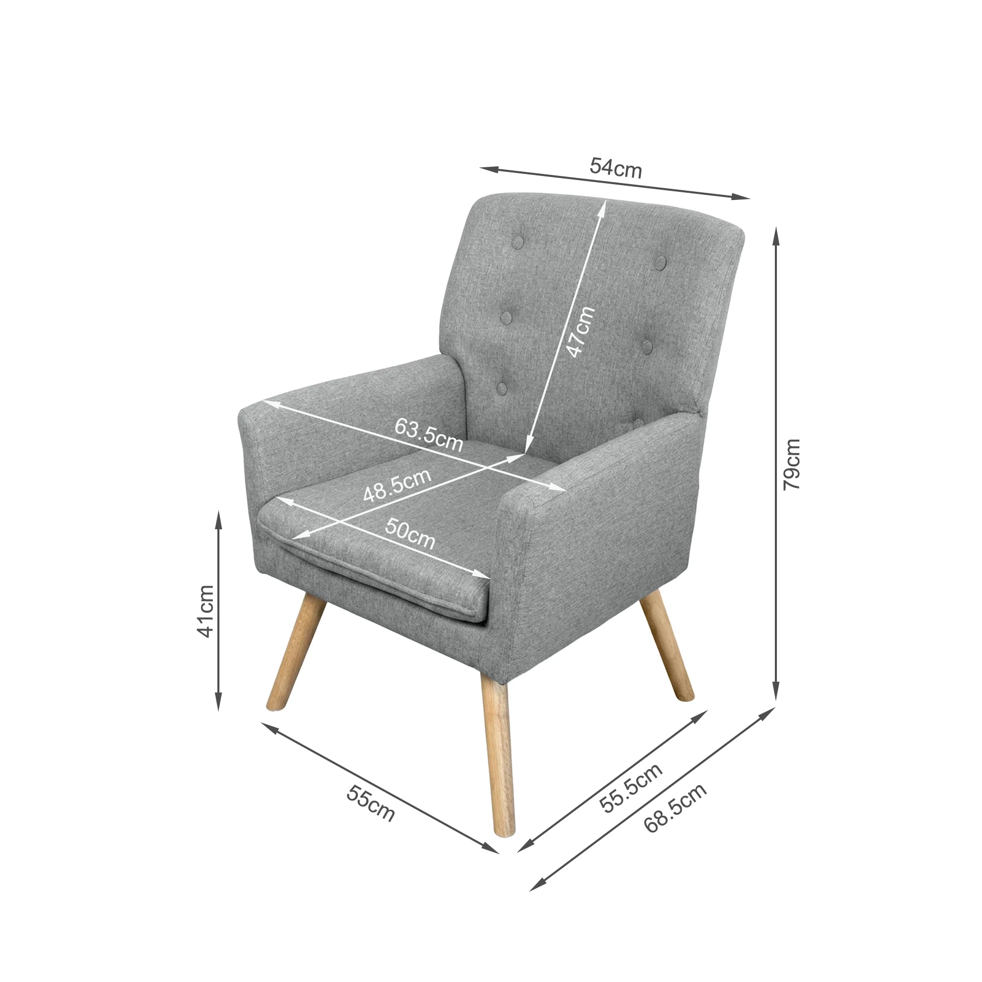 Lina Armchair - Light Grey - Image 14