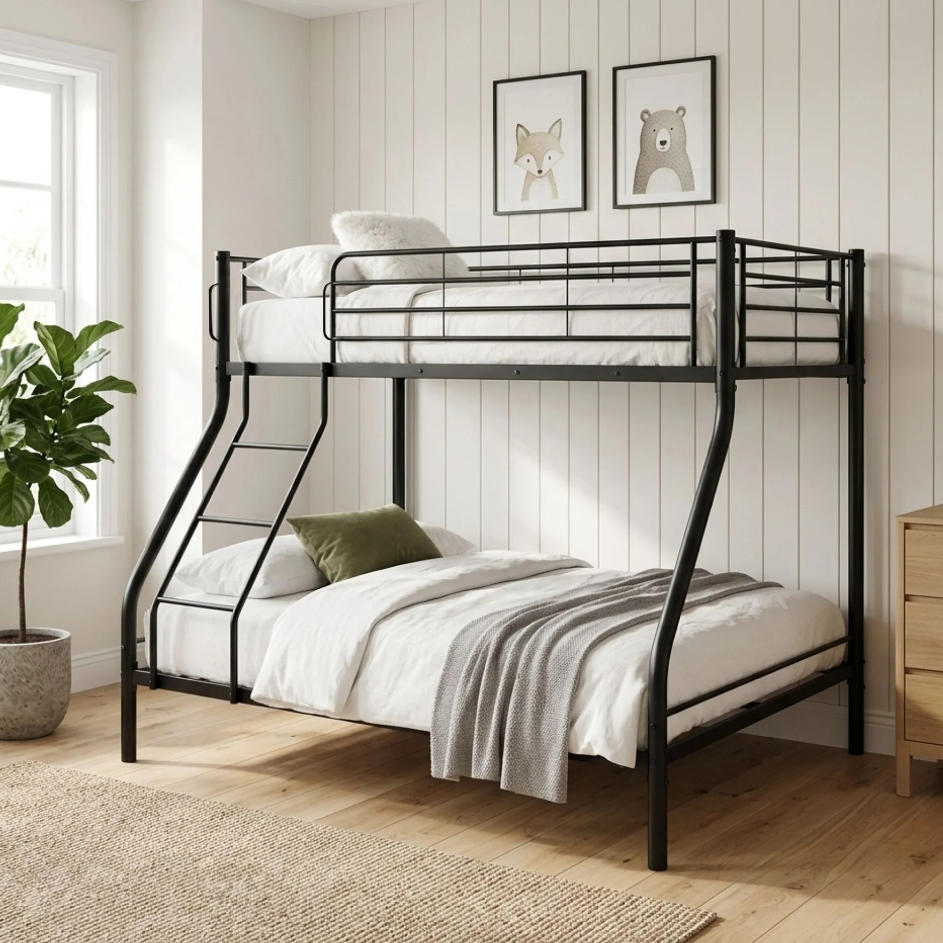 Link Metal Triple Bunk Bed Frame - Black - Image 6