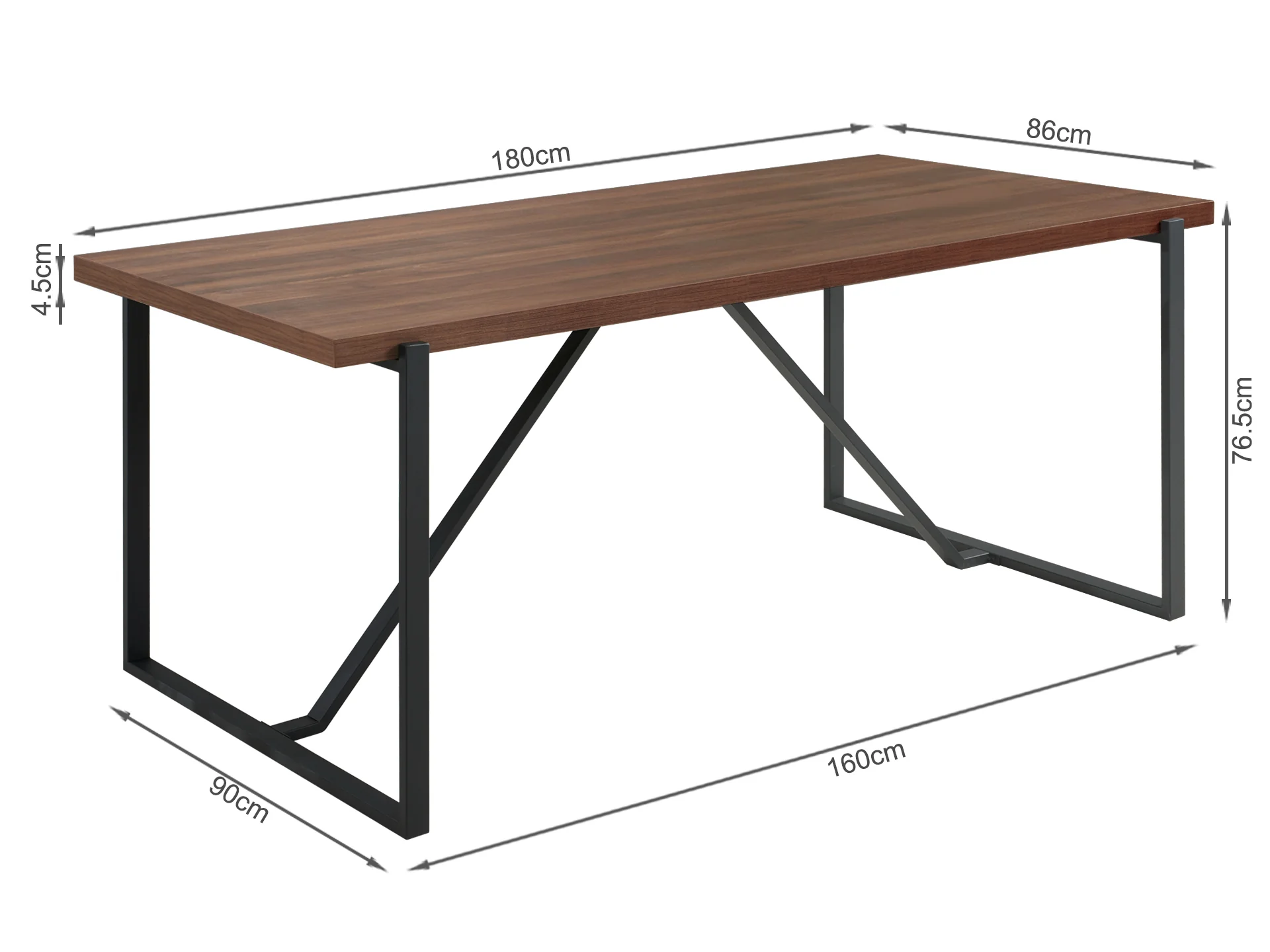 LIRON Dining Table Rectangle 180x90cm - WALNUT - Image 9