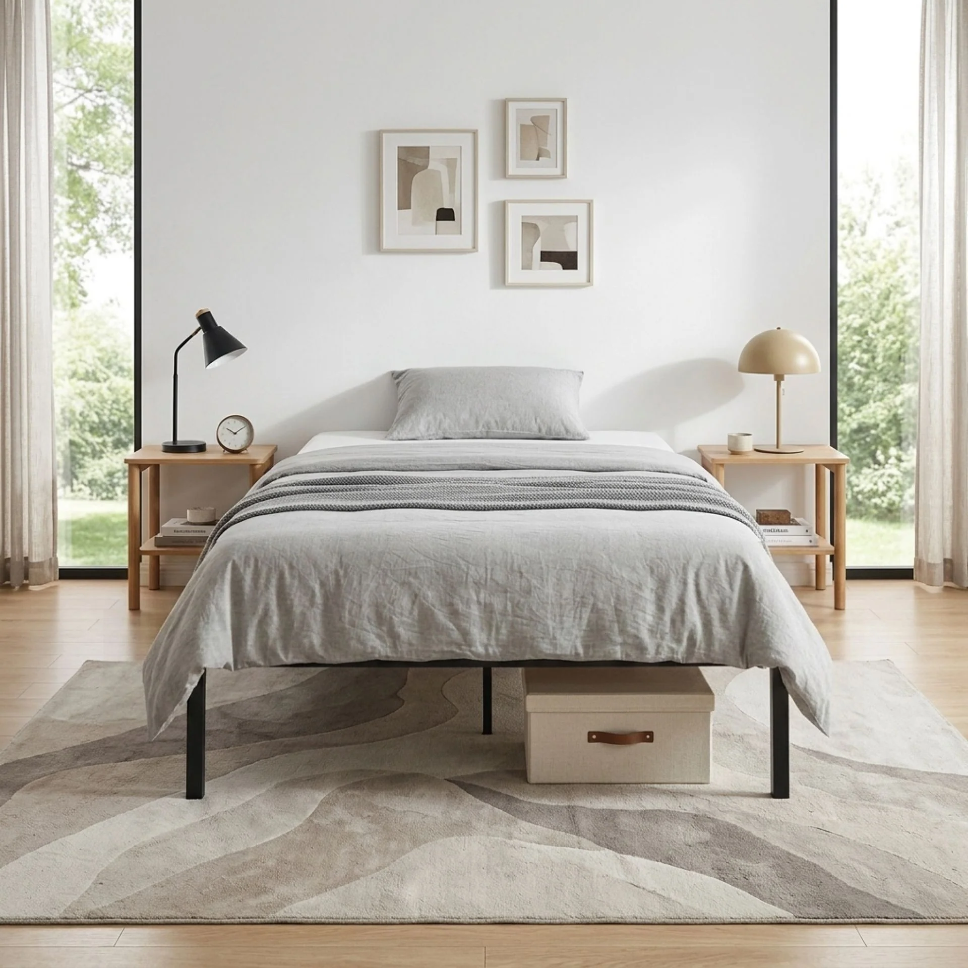 Lite King Single Metal Bed Frame - Black - Image 2