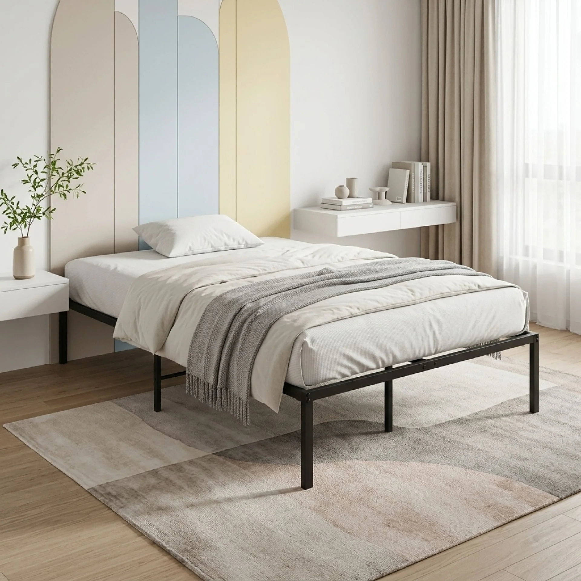 Lite King Single Metal Bed Frame - Black - Image 4