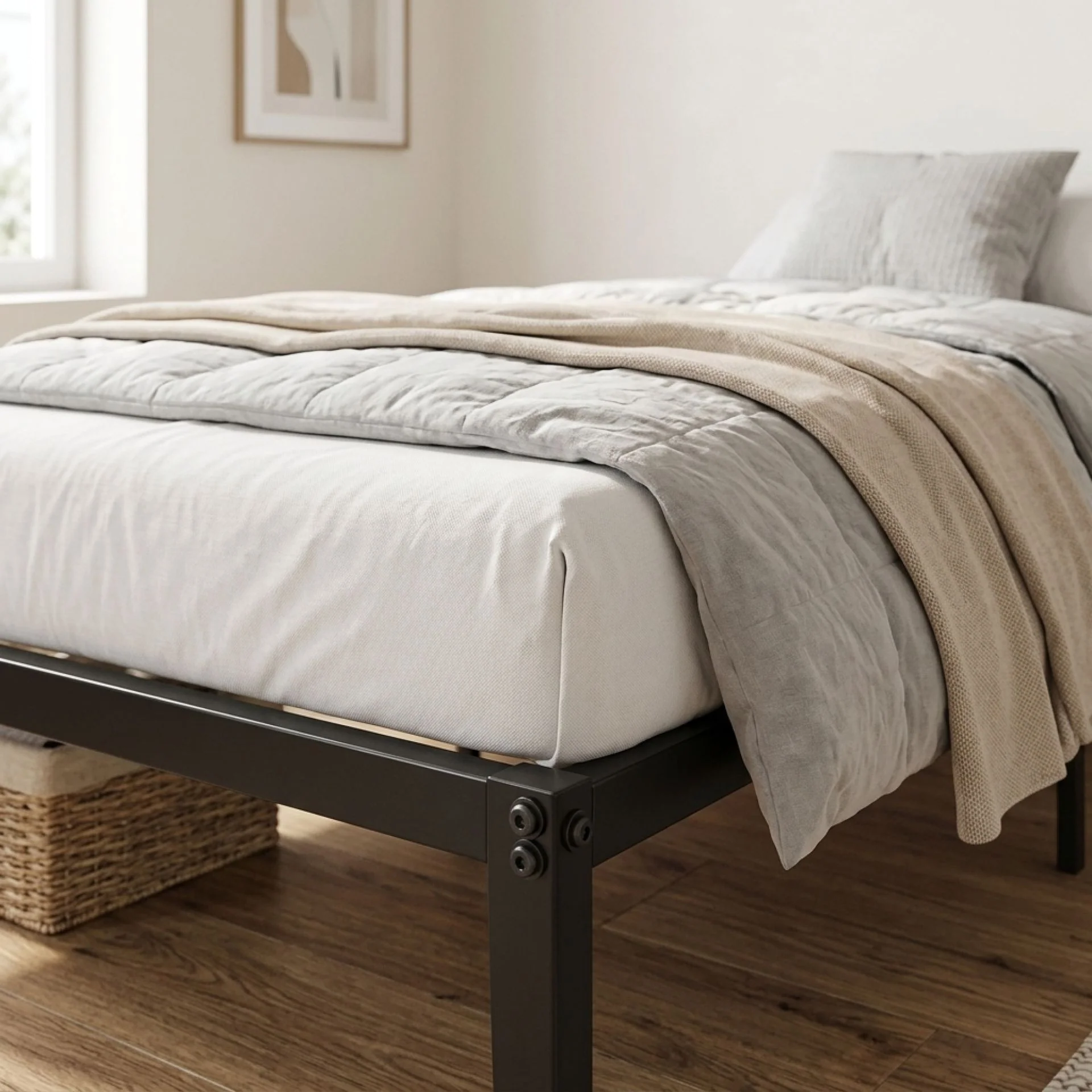 Lite King Single Metal Bed Frame - Black - Image 5