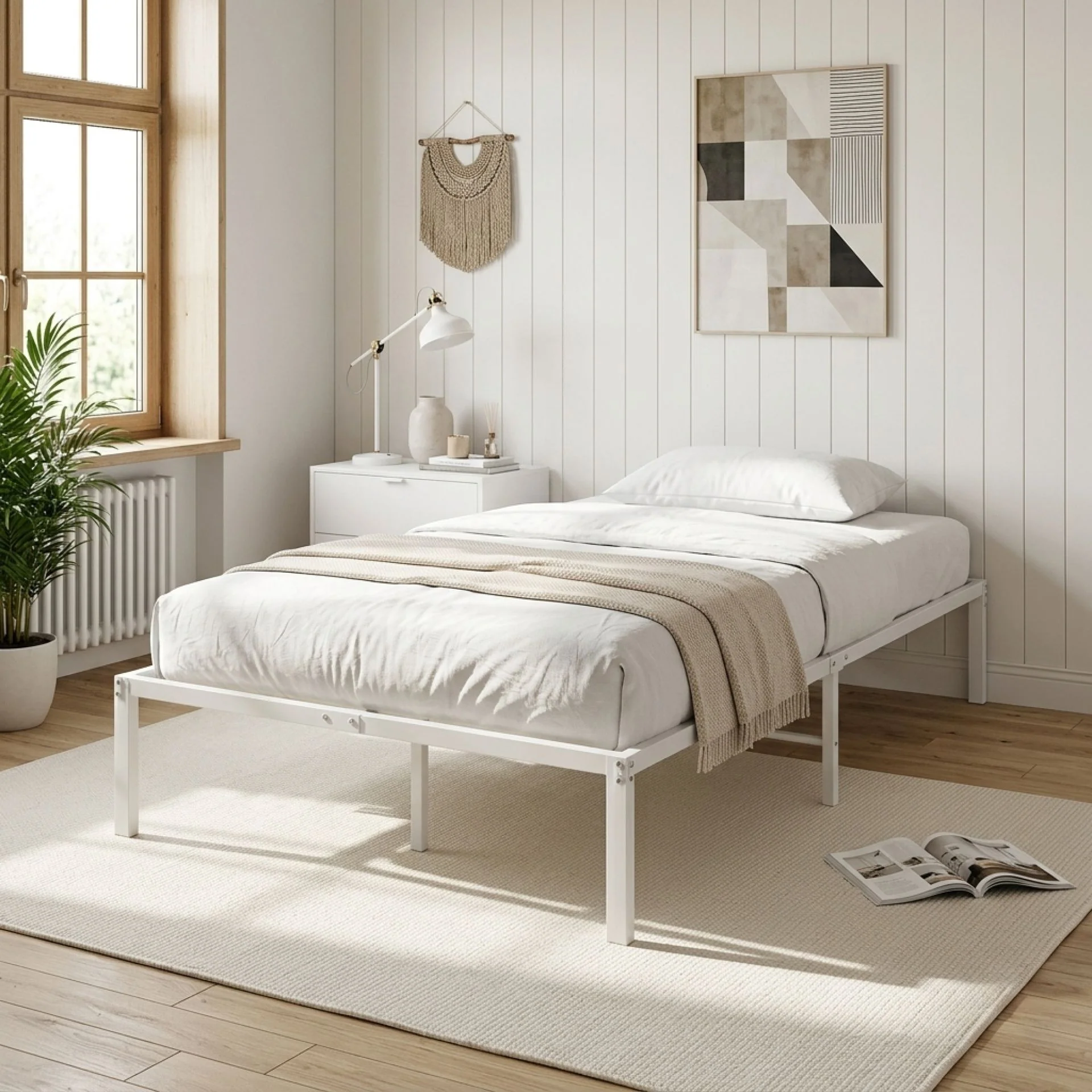 Lite King Single Metal Bed Frame - White