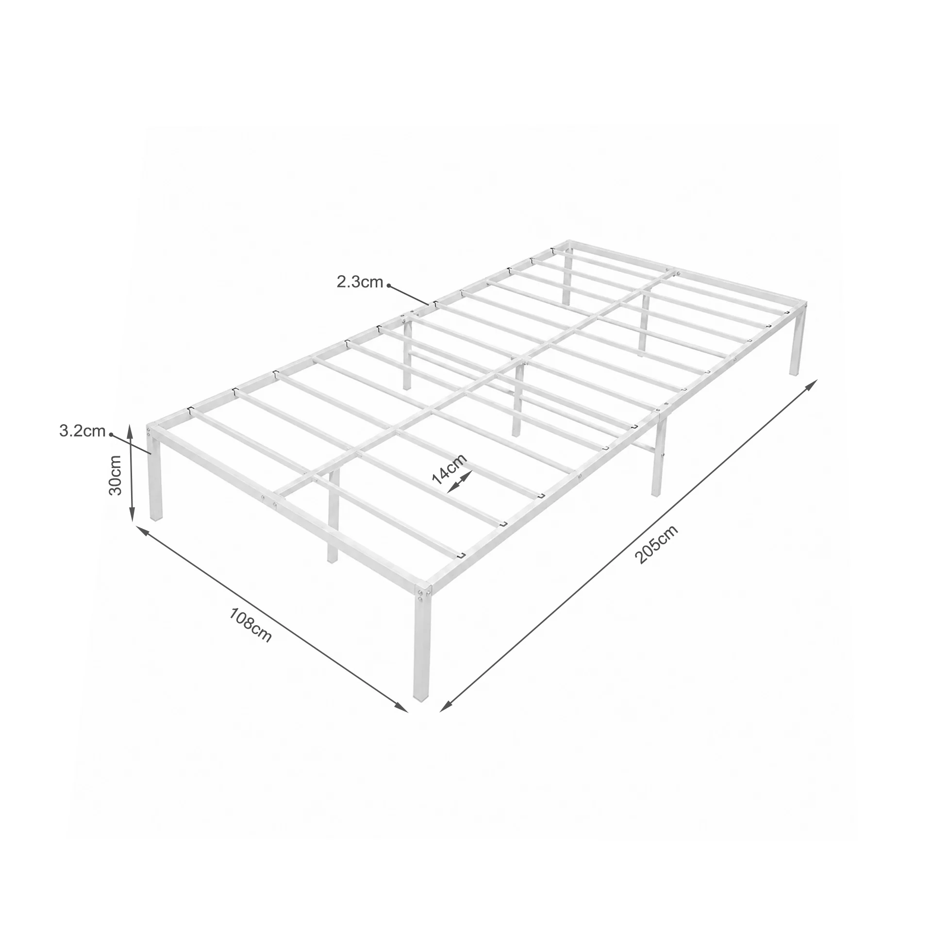 Lite King Single Metal Bed Frame - White - Image 15