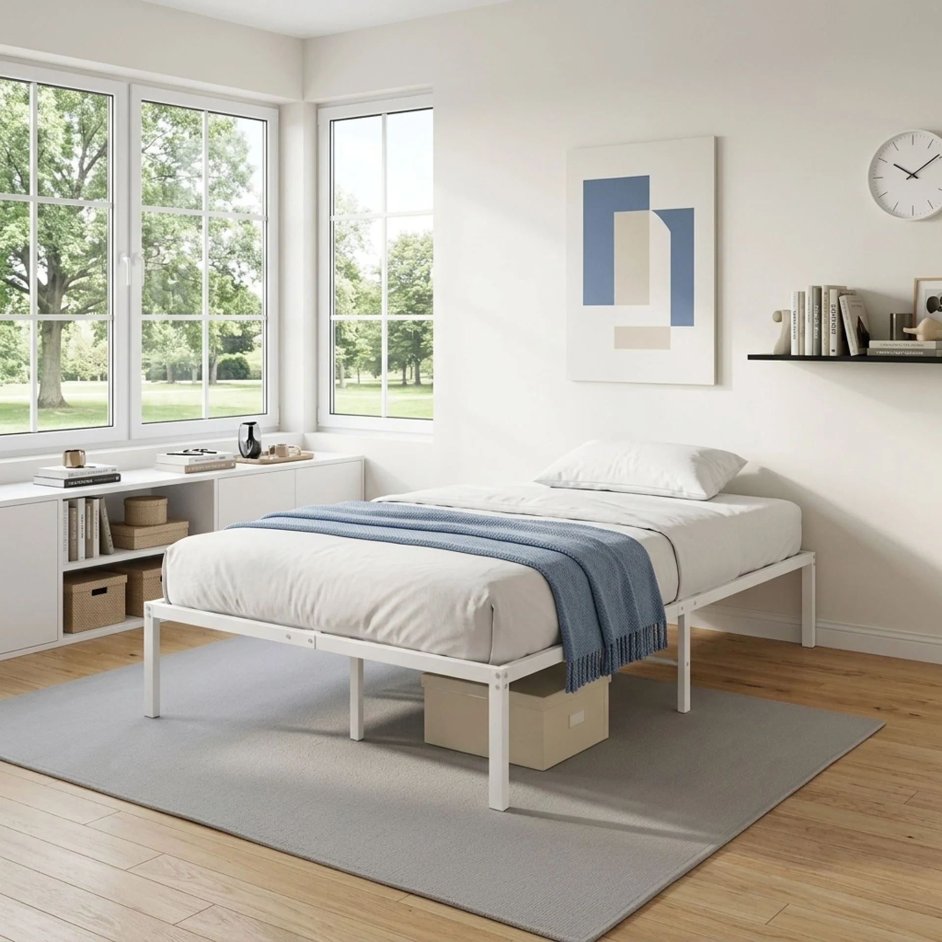 Lite King Single Metal Bed Frame - White - Image 2