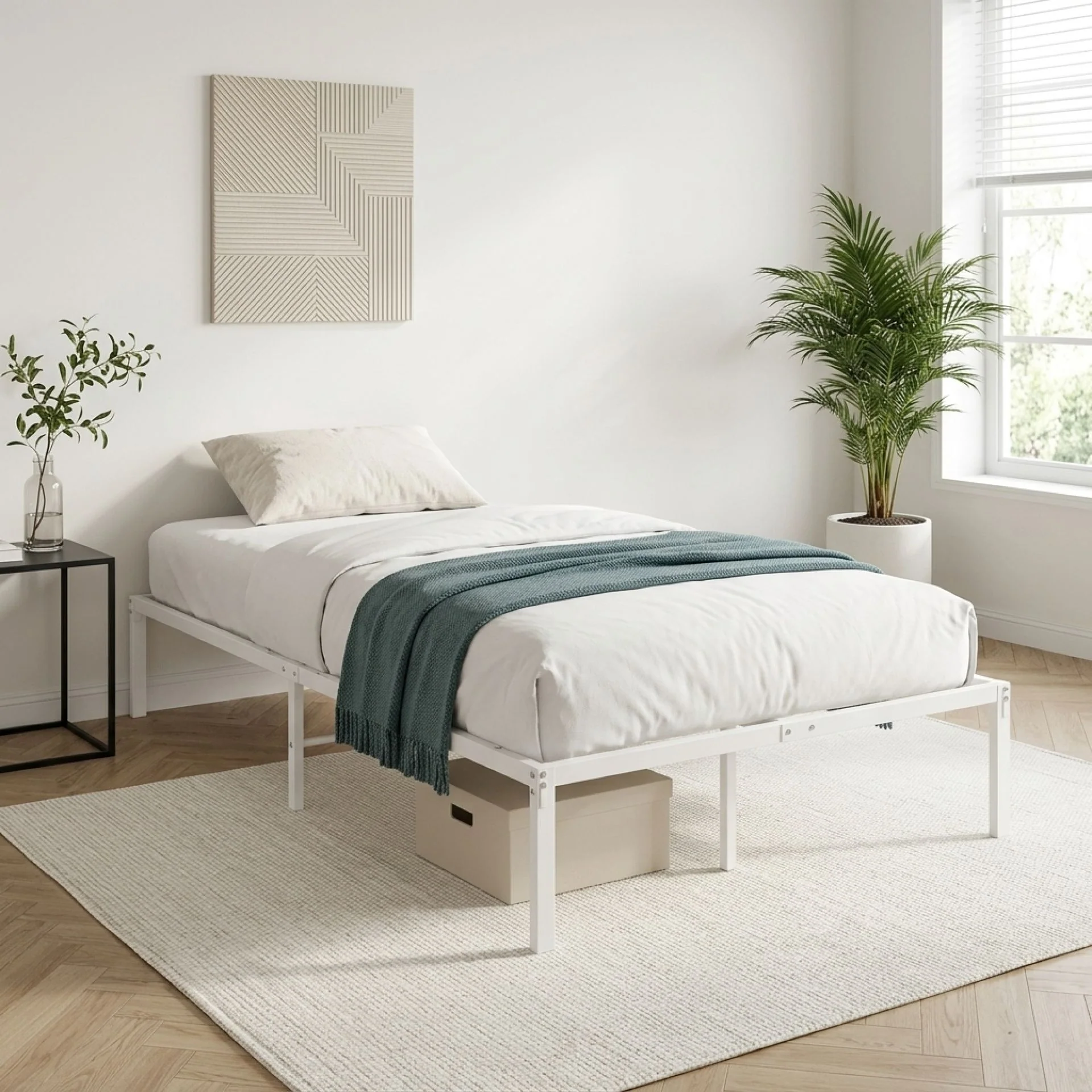 Lite King Single Metal Bed Frame - White - Image 3